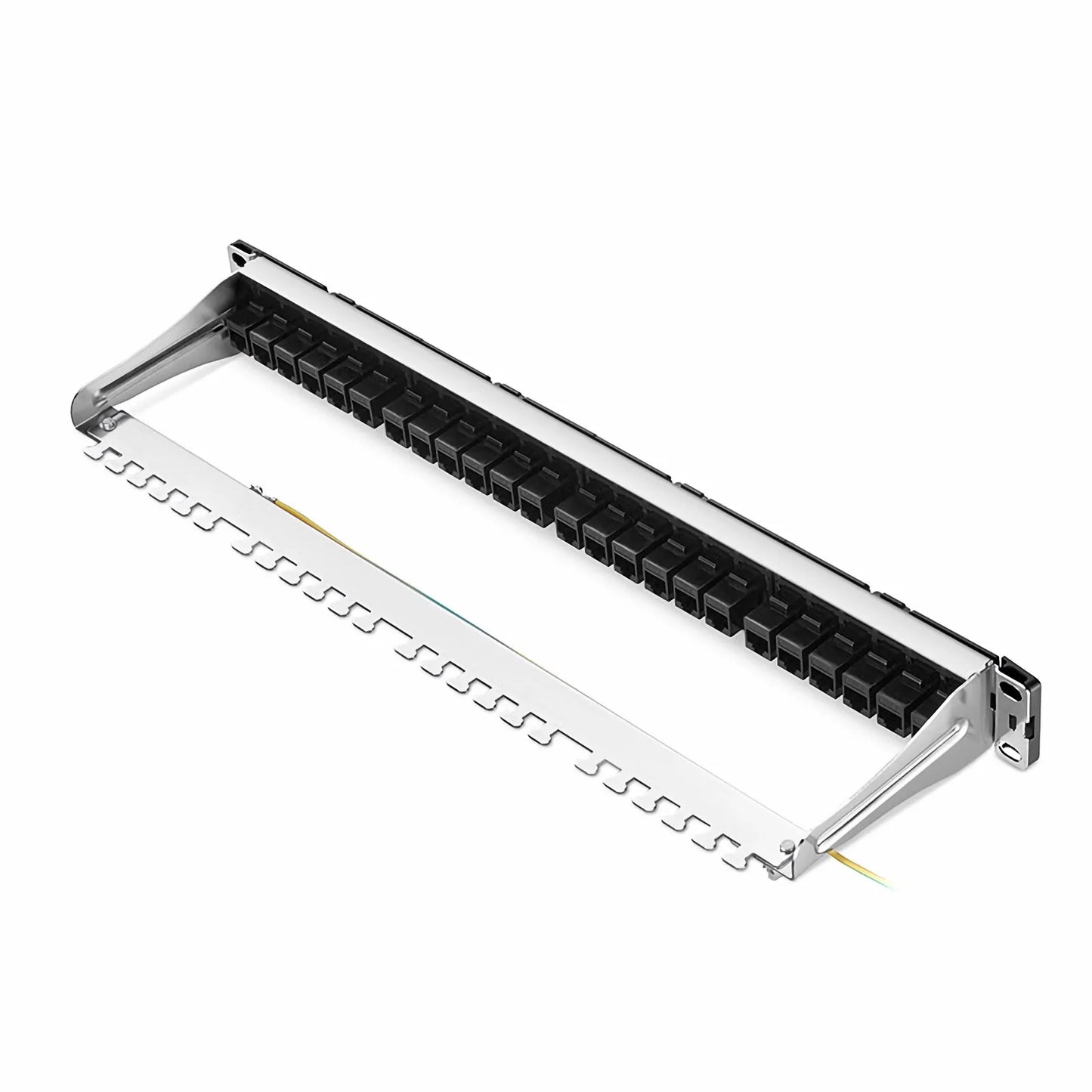 FDMP Cat6 Unshielded Coupler Recessed Patch Panel, 24-Port, 1RU, Cable Management Bar Included