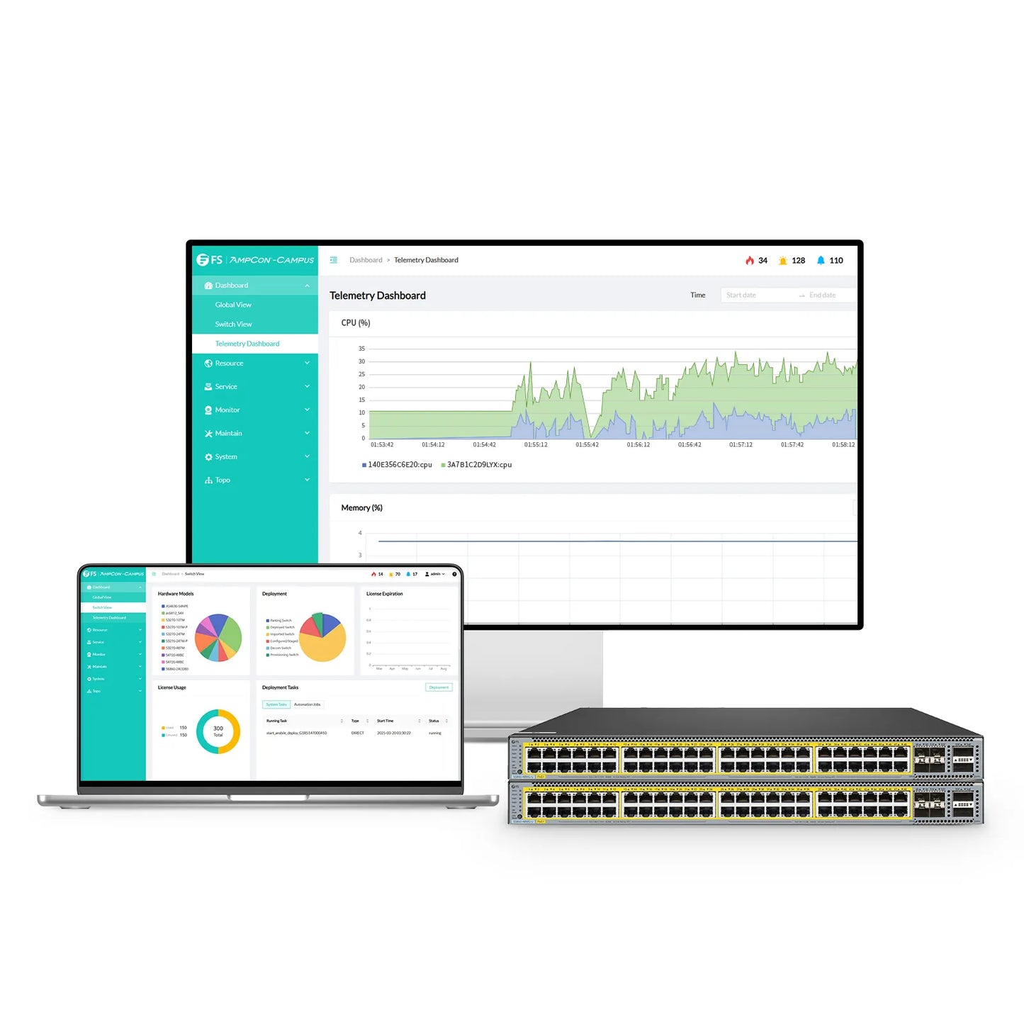 S5860-48MG-U, 48-Port Ethernet L3 PoE++ Switch, 48 x 5GBASE-T/Multi-Gigabit Ports, 4 x 25Gb SFP28, with 2 x 40Gb QSFP+ Uplinks, PicOS®, Support MLAG & Perpetual PoE, Broadcom Chip