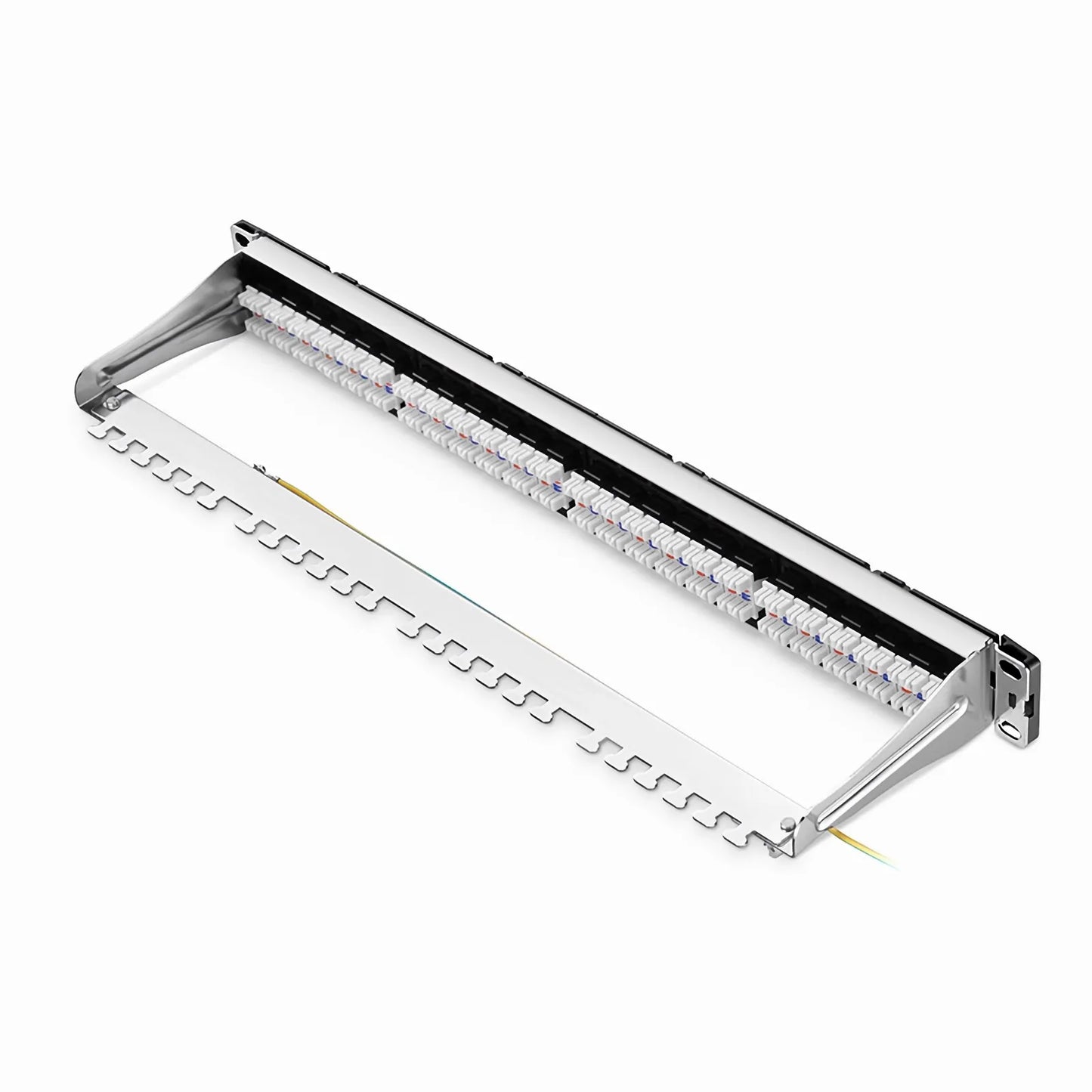 FDMP Cat6 110-Style Unshielded Recessed Patch Panel, 24-Port, 1RU, Cable Management Bar Included