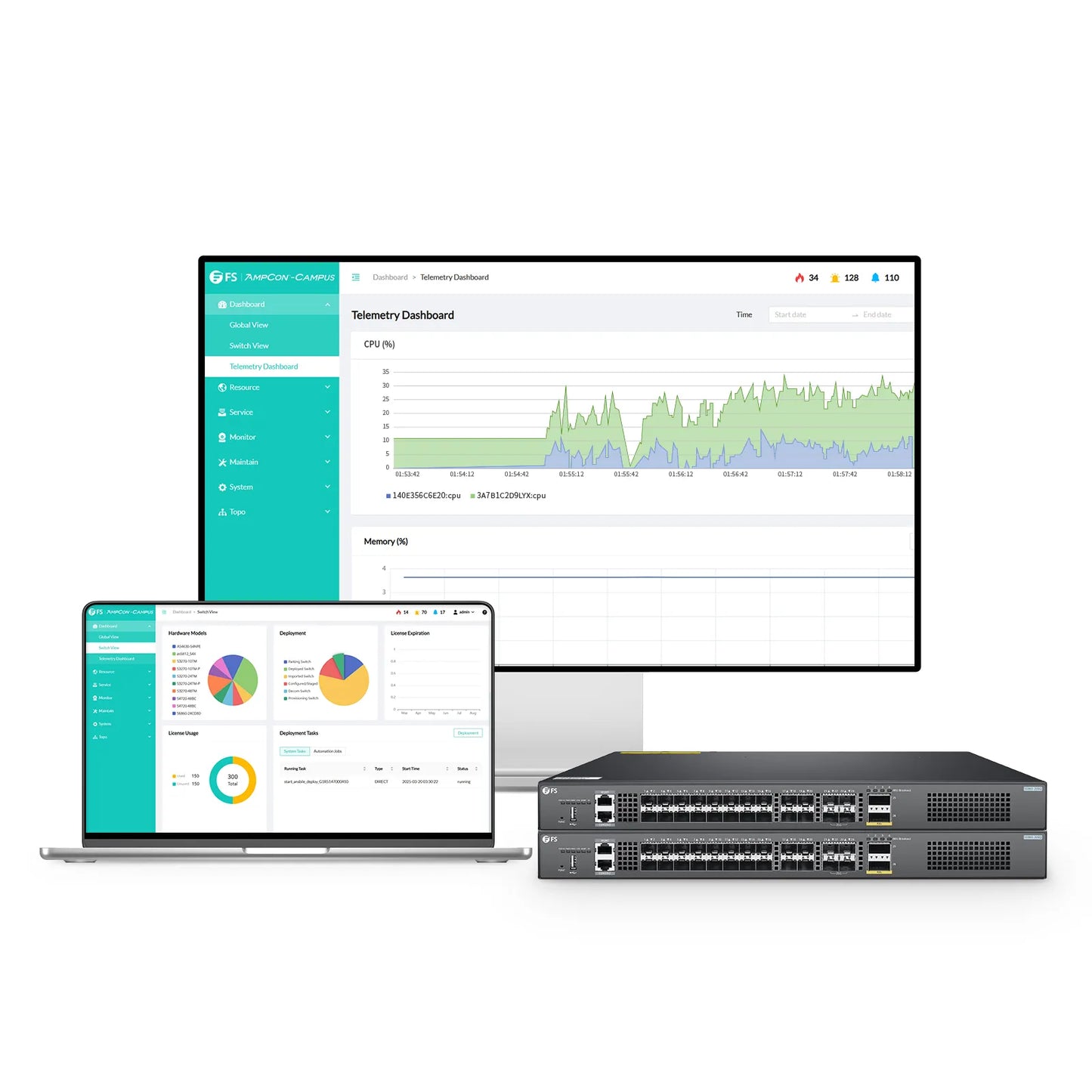 S5860-20SQ, 24-Port Ethernet L3 Switch, 20 x 10Gb SFP+, with 4 x 25Gb SFP28 and 2 x 40Gb QSFP+, PicOS®, Support MLAG, Broadcom Chip