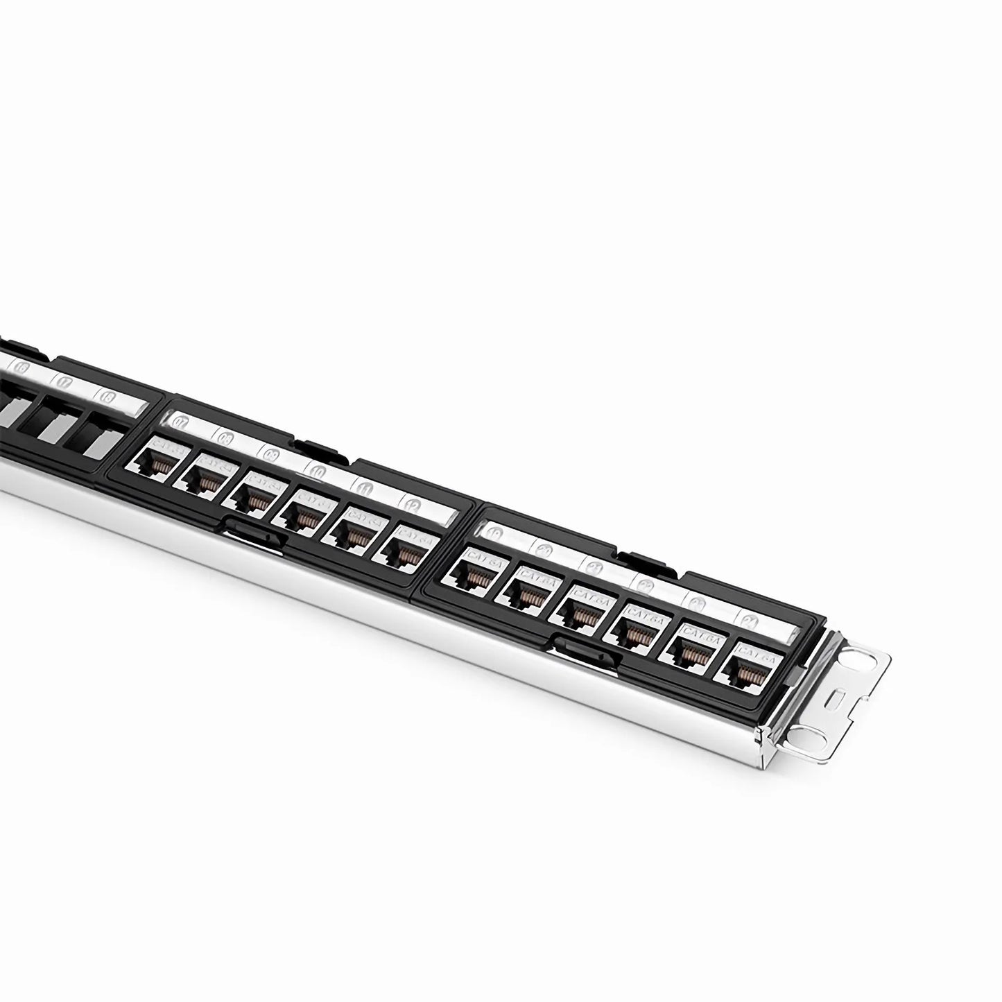 FDMP Cat6a 110-Style Shielded Recessed Patch Panel, 24-Port, 1RU, Cable Management Bar Included