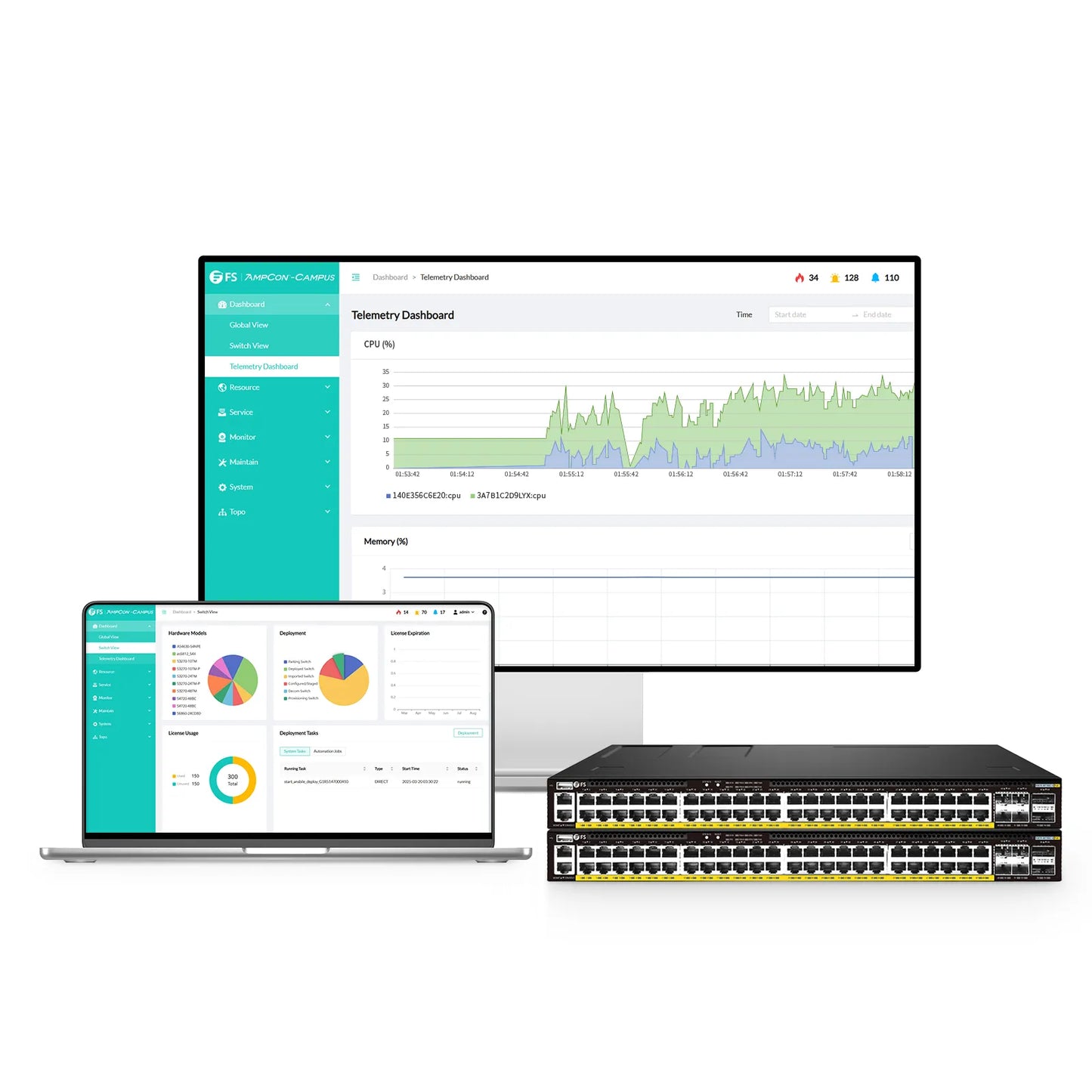 S5870-48T6BC-U, 48-Port Ethernet L3 PoE++ Switch, 48 x PoE++ Ports @1560W, with 4 x 25Gb SFP28 and 2 x 100Gb QSFP28 Uplinks, PicOS®, Support EVPN-VXLAN, MLAG & Perpetual PoE, Broadcom Chip