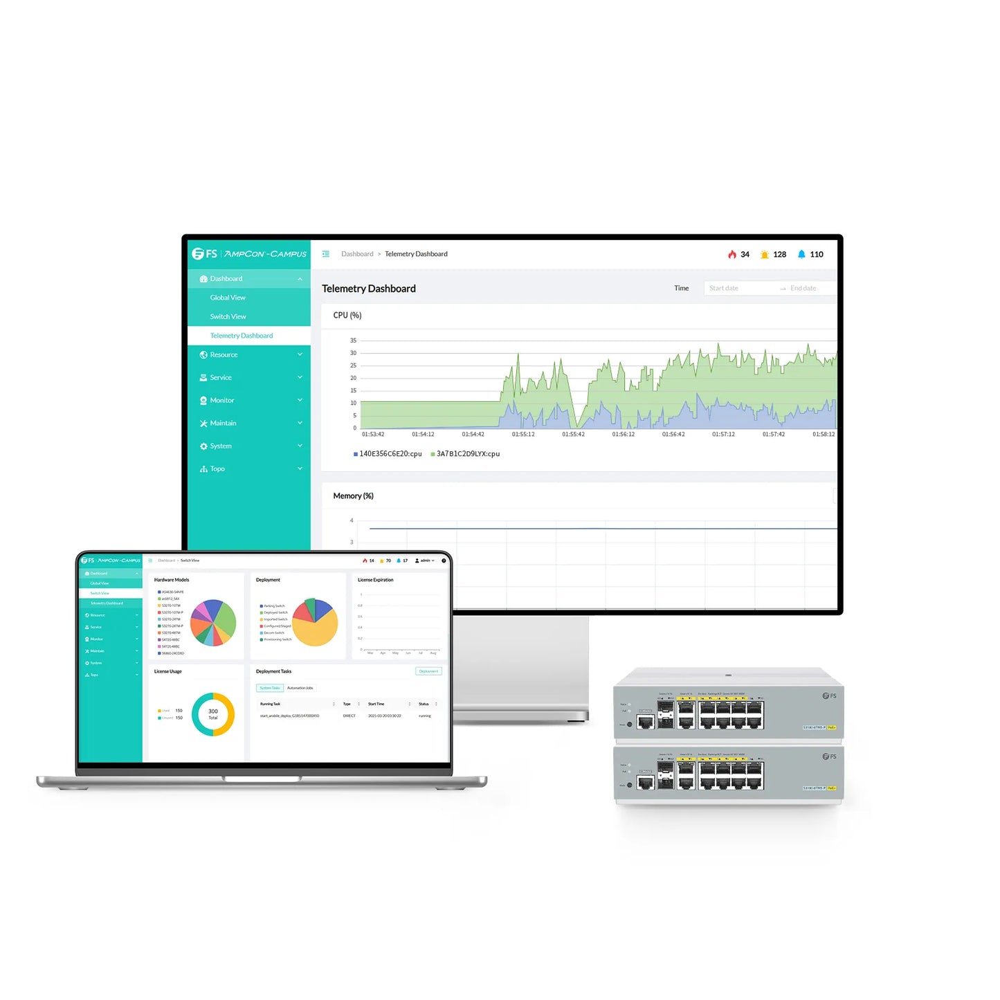 S3410C-8TMS-P, 8-Port Gigabit Ethernet L2+ PoE+ Switch, 8 x PoE+ Ports@125W, 2 x 5Gb RJ45, with 2 x 10Gb SFP+ Uplinks, PicOS®, Support MLAG, Broadcom Chip, Fanless