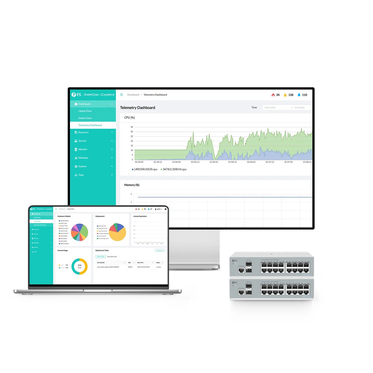 S3410C-16TF, 16-Port Gigabit Ethernet L2+ Switch, 16 x 1Gb RJ45, with 2 x 1Gb SFP Uplinks, PicOS®, Support MLAG, Broadcom Chip, Fanless
