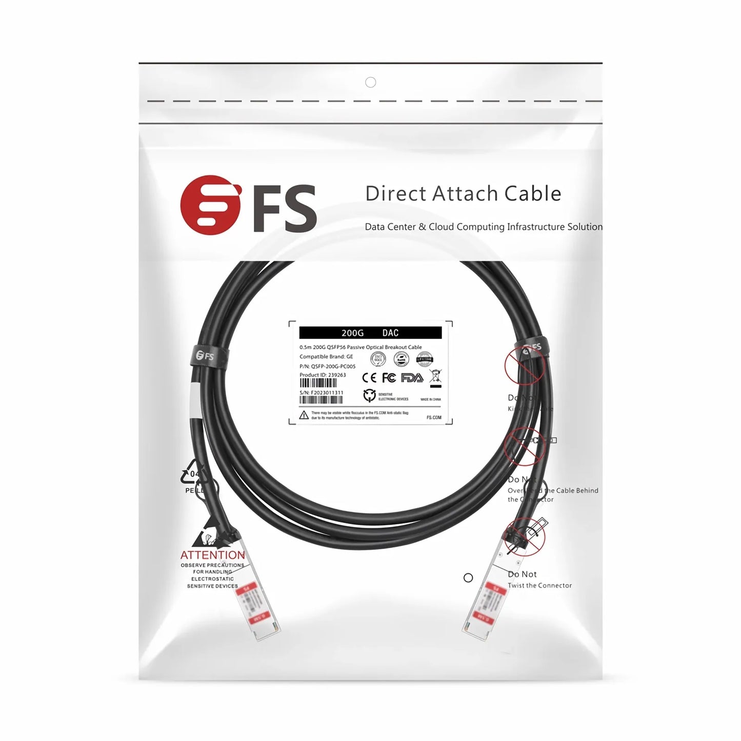 0.5m (2ft) NVIDIA/Mellanox MCP1650-V00AE30 Compatible 200G QSFP56 4 x 50G PAM4 Ethernet Passive Direct Attach Copper Twinax Cable for DGX Spark Dual-System Interconnect