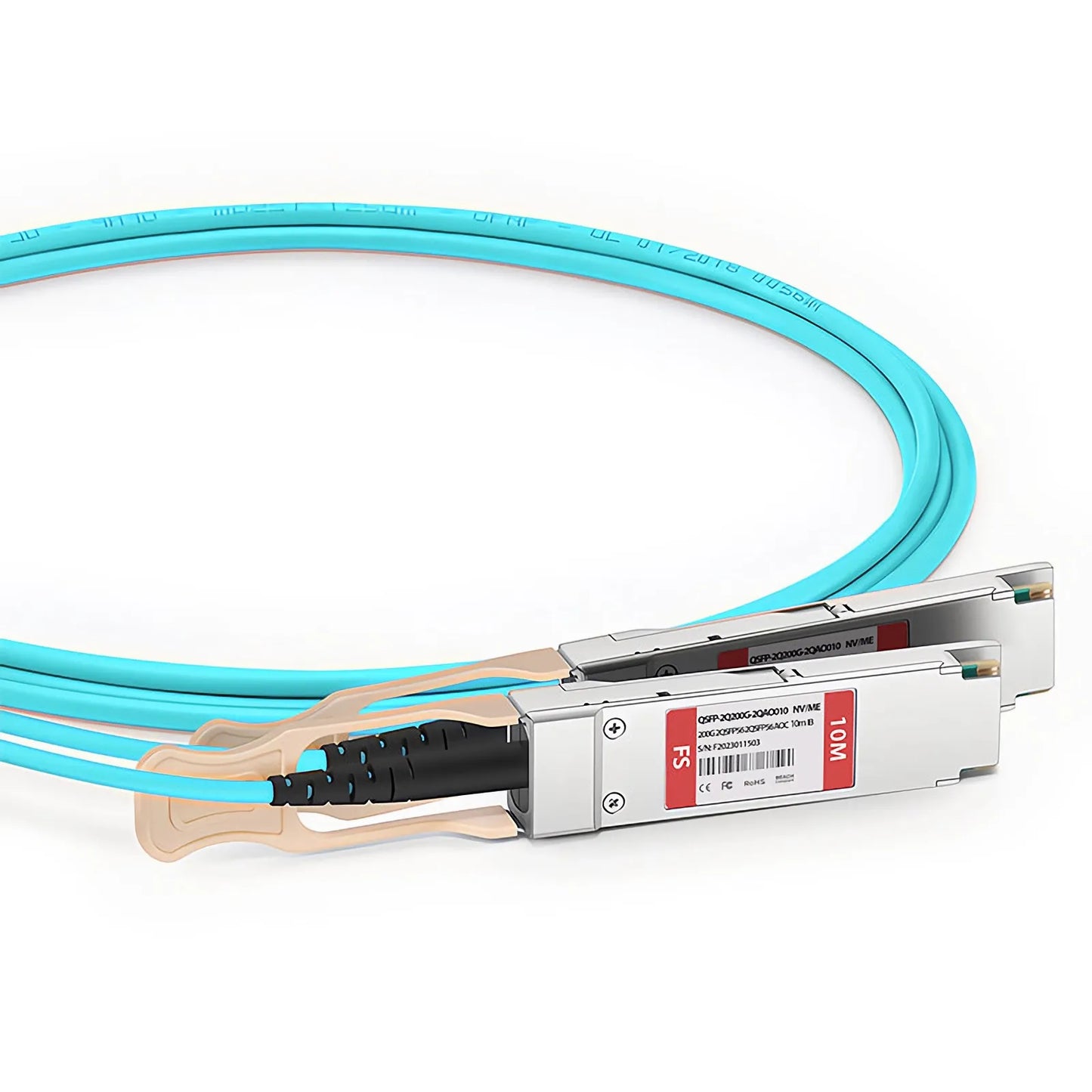 10m (33ft) NVIDIA/Mellanox MFS1S90-H003E Compatible 2 x 200G QSFP56 4 x 50G PAM4 to 2 x 200G QSFP56 4 x 50G PAM4 InfiniBand HDR Active Optical Breakout Cable for Quantum Switches