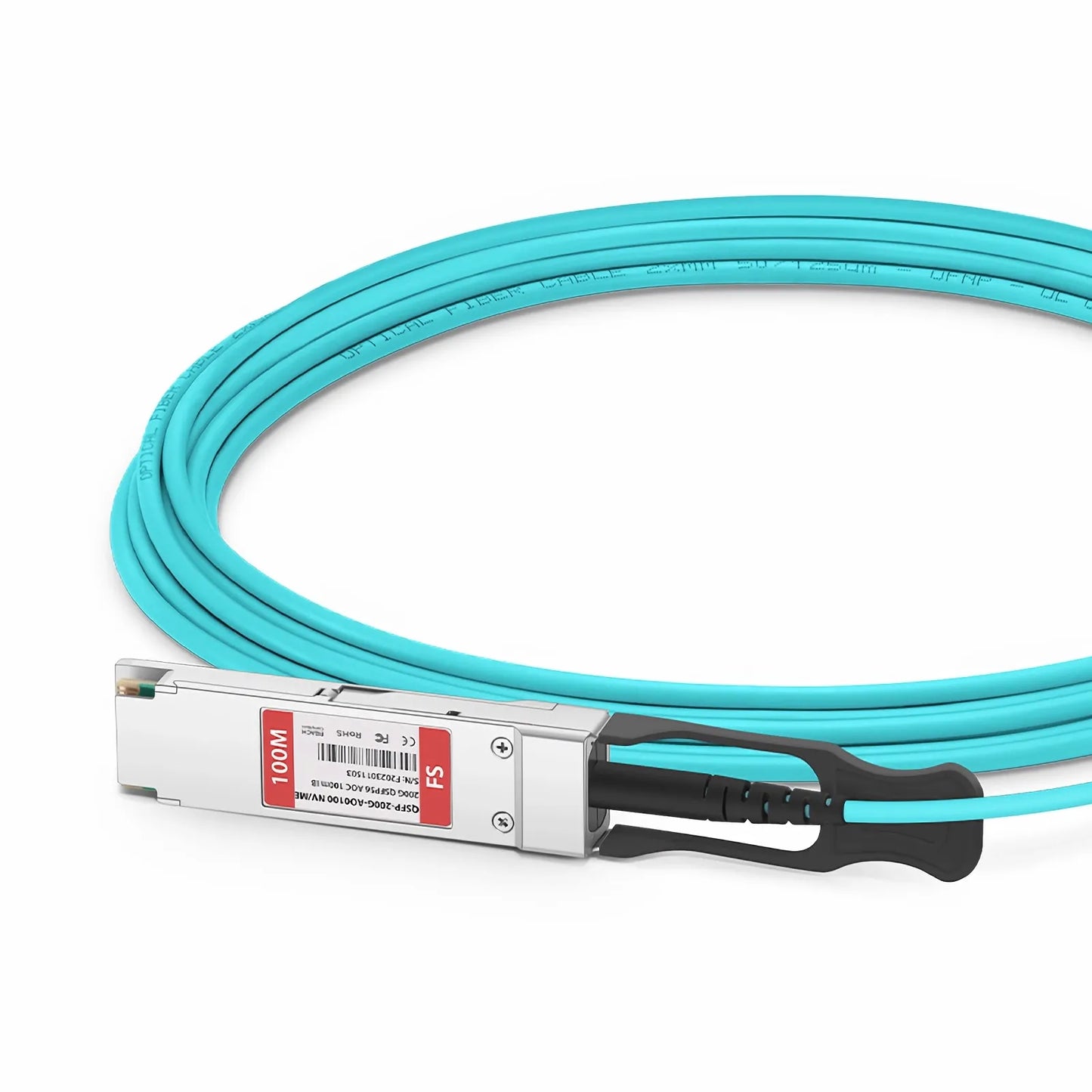 100m (328ft) NVIDIA/Mellanox MFS1S00-H100V Compatible 200G QSFP56 4 x 50G PAM4 InfiniBand HDR Active Optical Cable for Quantum Switches and ConnectX-6 HCA