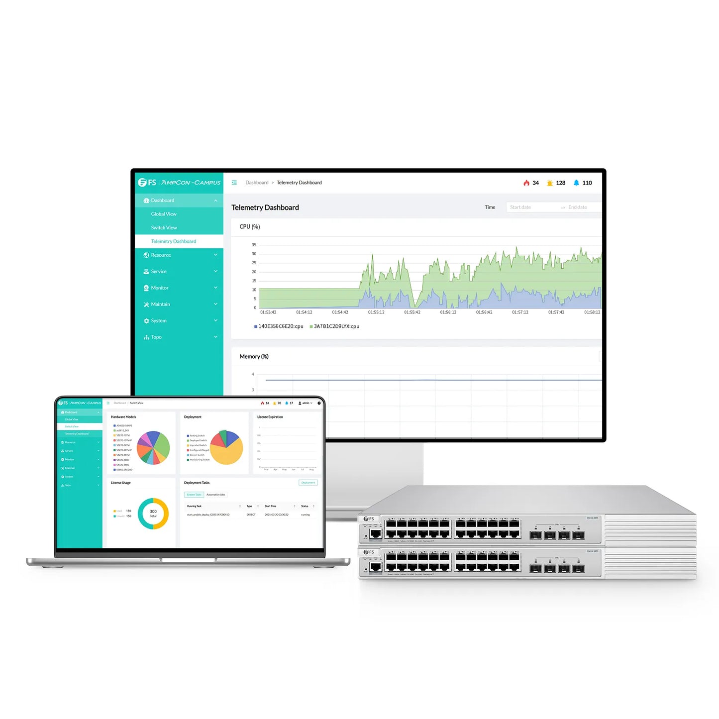 S3410-24TS, 24-Port Gigabit Ethernet L2+ Switch, 24 x Gigabit RJ45, with 4 x 10Gb SFP+ Uplinks, PicOS®, Support MLAG, Broadcom Chip