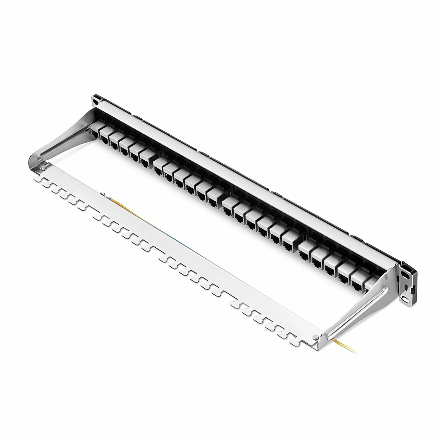 FDMP Cat6 Shielded Coupler Recessed Patch Panel, 24-Port, 1RU, Cable Management Bar Included