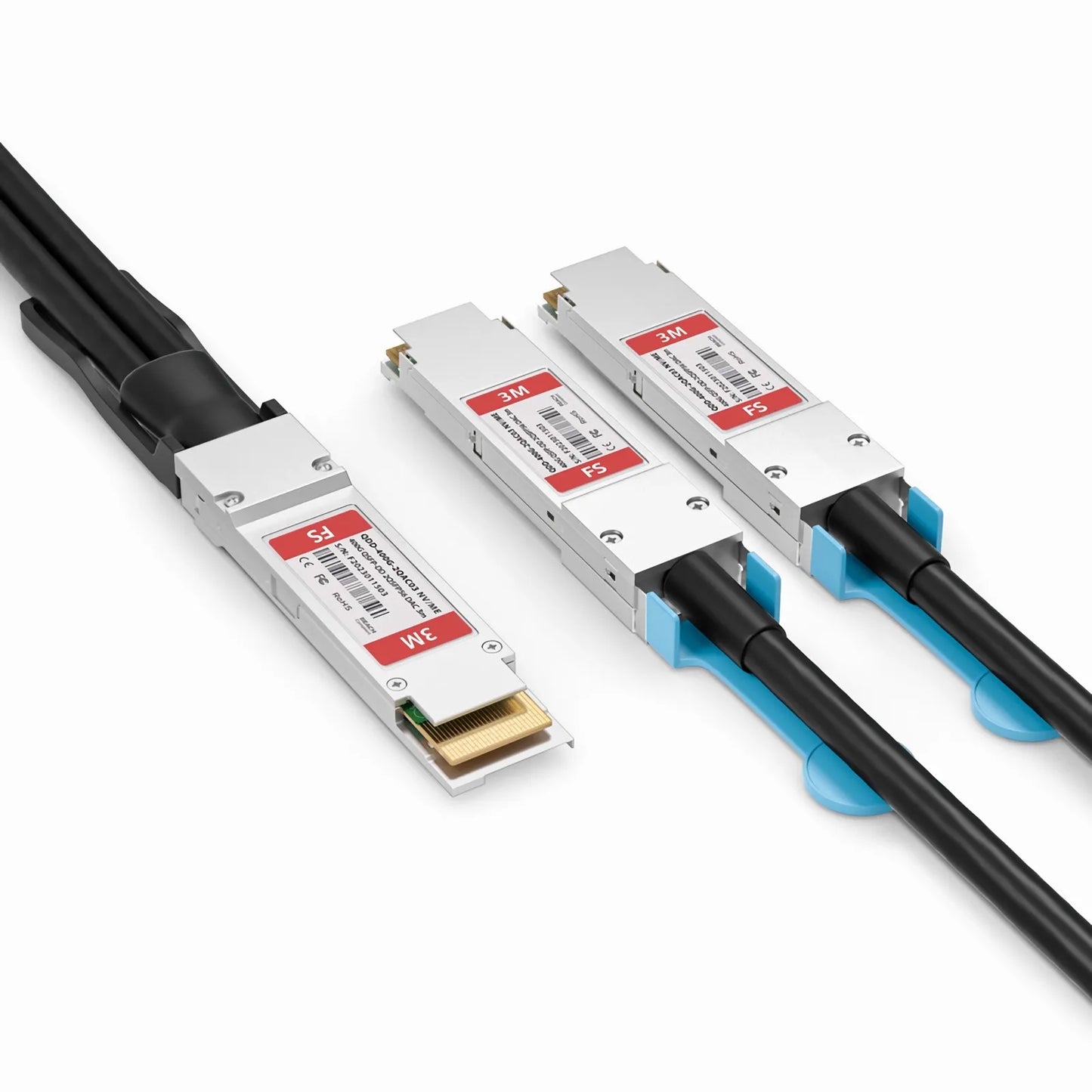 3m (10ft) NVIDIA/Mellanox Compatible 400G QSFP-DD 8 x 50G PAM4 to 2 x 200G QSFP56 4 x 50G PAM4 Ethernet Active Direct Attach Copper Breakout Cable