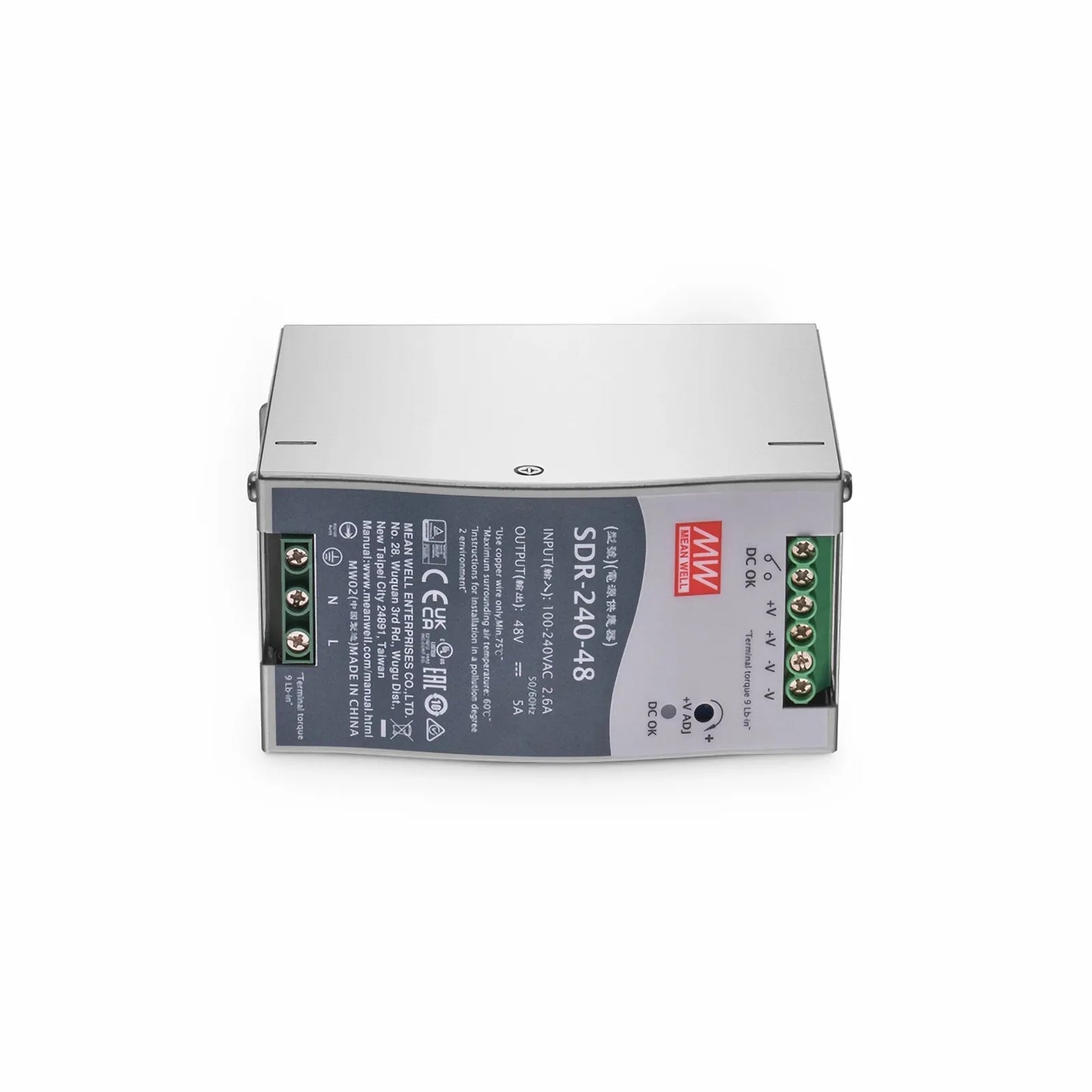 240W 48VDC Slim DIN Rail High-Performance Industrial Power Supply with PFC Function