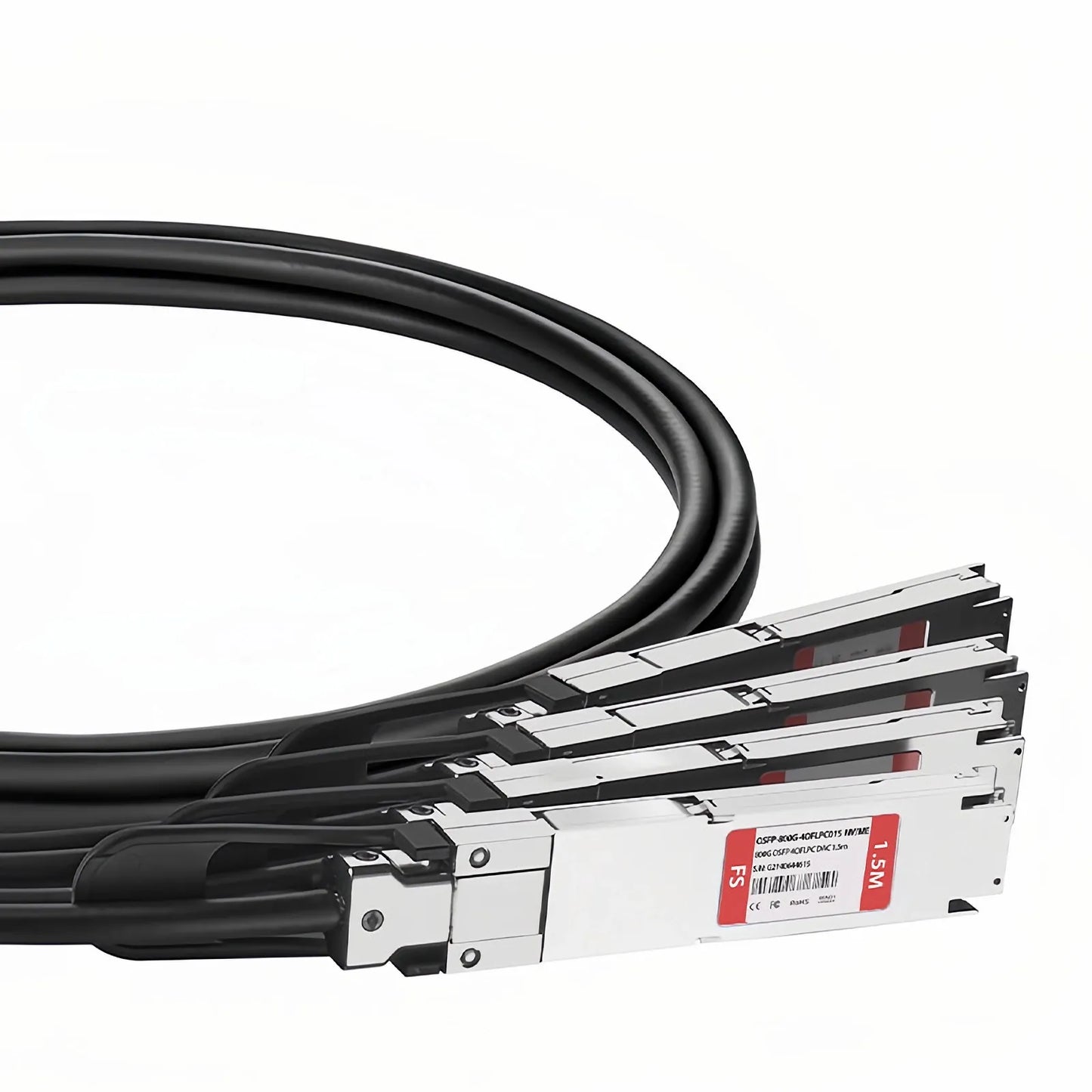 1.5m (5ft) NVIDIA/Mellanox MCP7Y50-N01A Compatible 800G OSFP 8 x 100G PAM4 Finned Top to 4 x 200G OSFP 2 x 100G PAM4 Flat Top Ethernet Passive Direct Attach Copper Breakout Cable