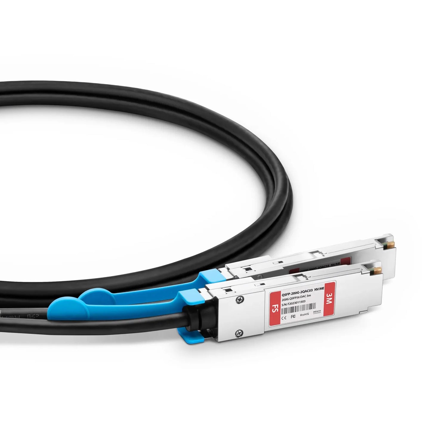 3m (10ft) NVIDIA/Mellanox MCA7J50-H003R Compatible 200G QSFP56 4 x 50G PAM4 to 2 x 100G QSFP56 2 x 50G PAM4 Ethernet Active Direct Attach Copper Breakout Cable