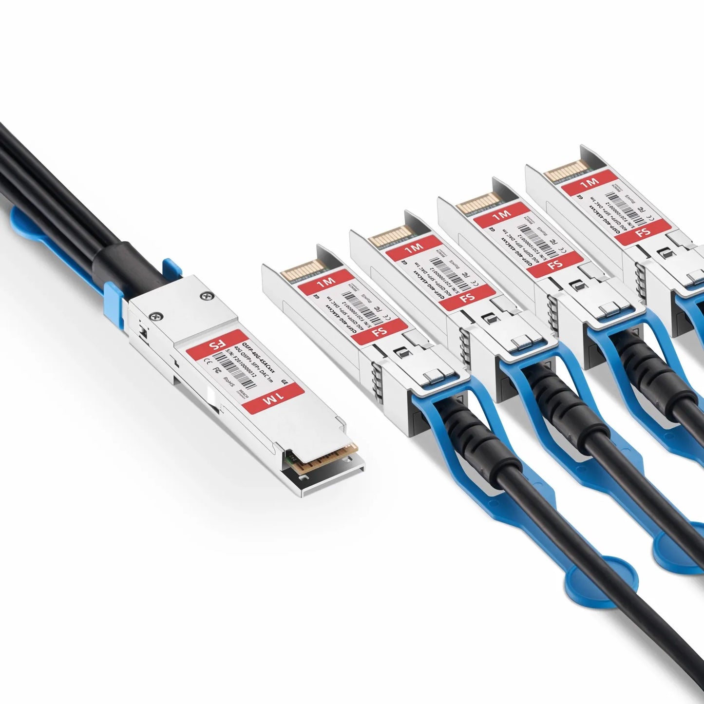 1m (3ft) Generic Compatible 40G QSFP+ to 4 x 10G SFP+ Active Direct Attach Copper Breakout Cable