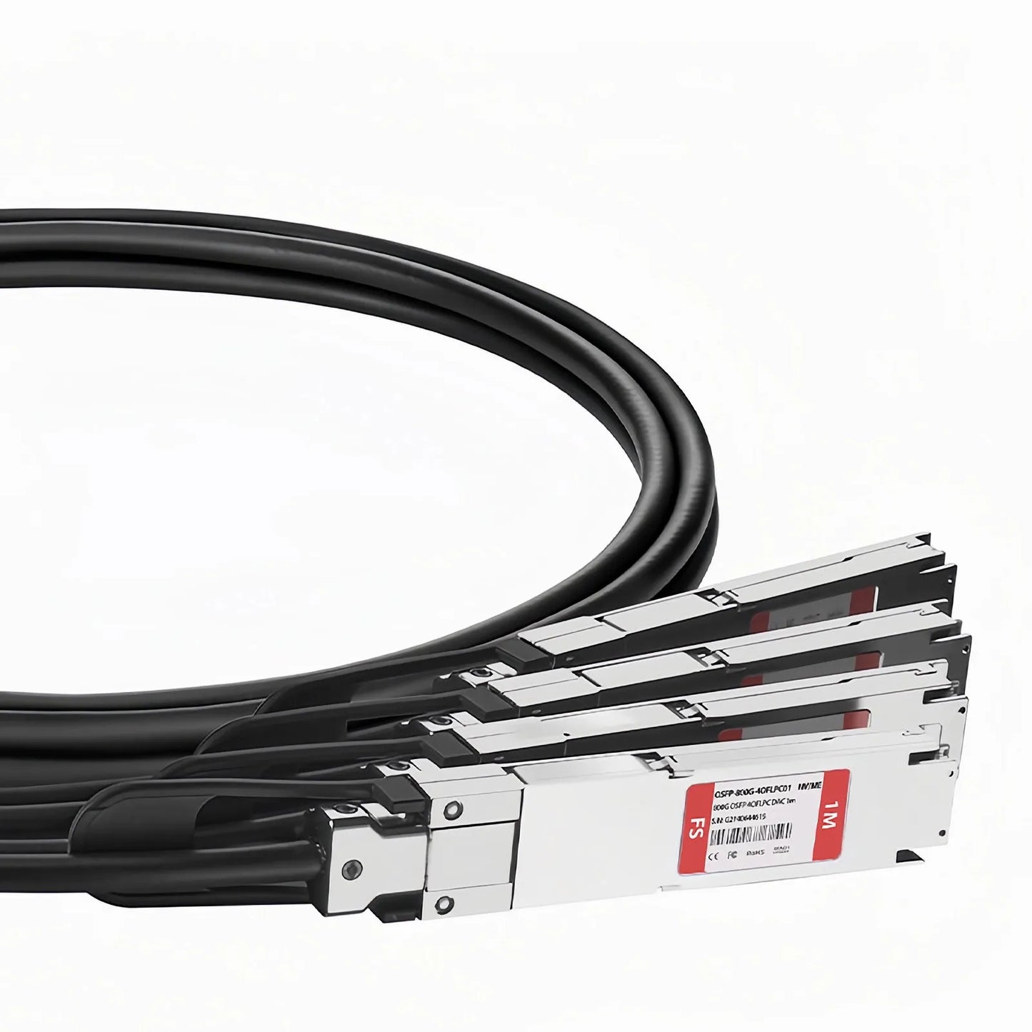 1m (3ft) NVIDIA/Mellanox MCP7Y50-N001 Compatible 800G OSFP 8 x 100G PAM4 Finned Top to 4 x 200G OSFP 2 x 100G PAM4 Flat Top Ethernet Passive Direct Attach Copper Breakout Cable