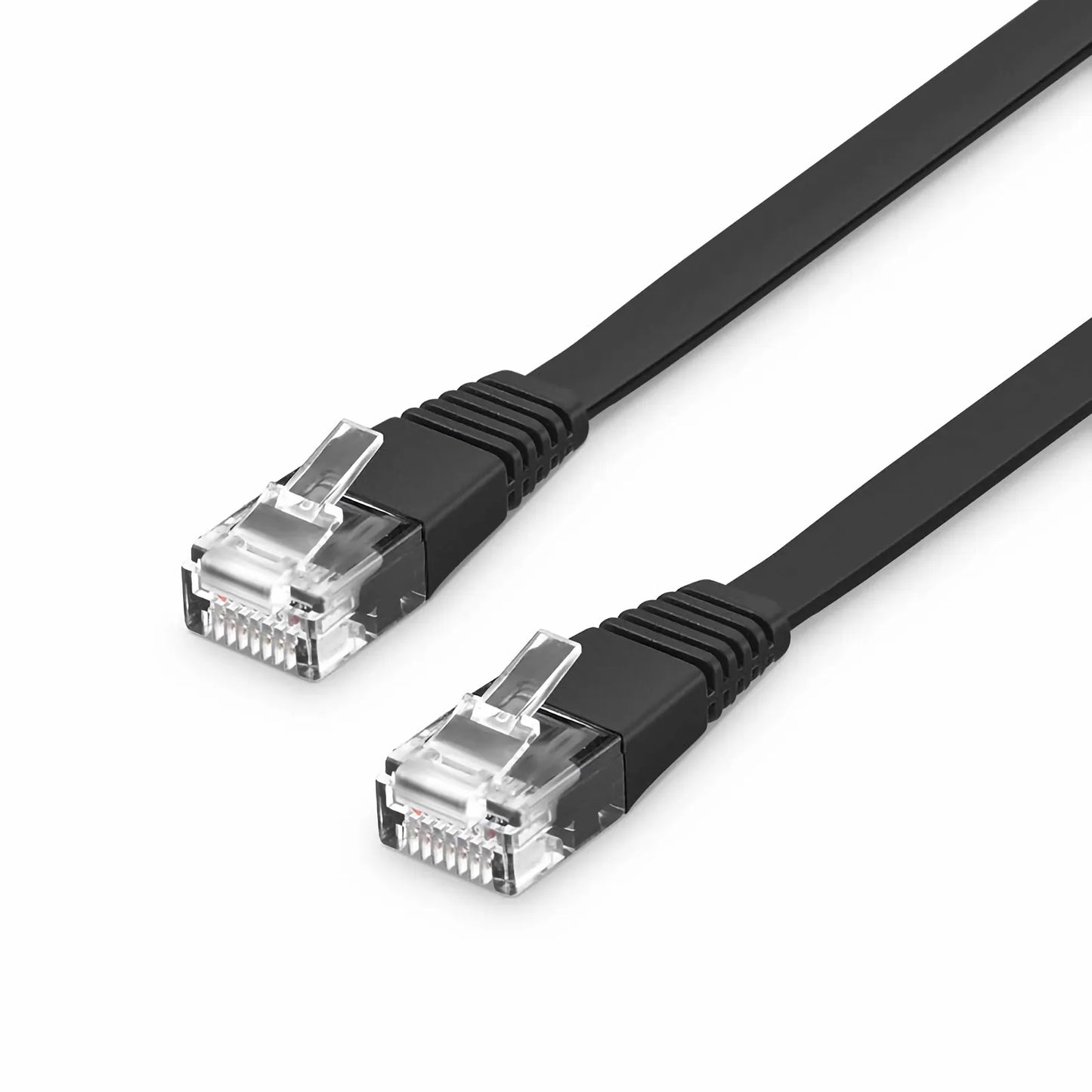 10ft (3m) Flat Cat6 32AWG Snagless Unshielded (U/UTP) PVC Ethernet Network Patch Cable, Black