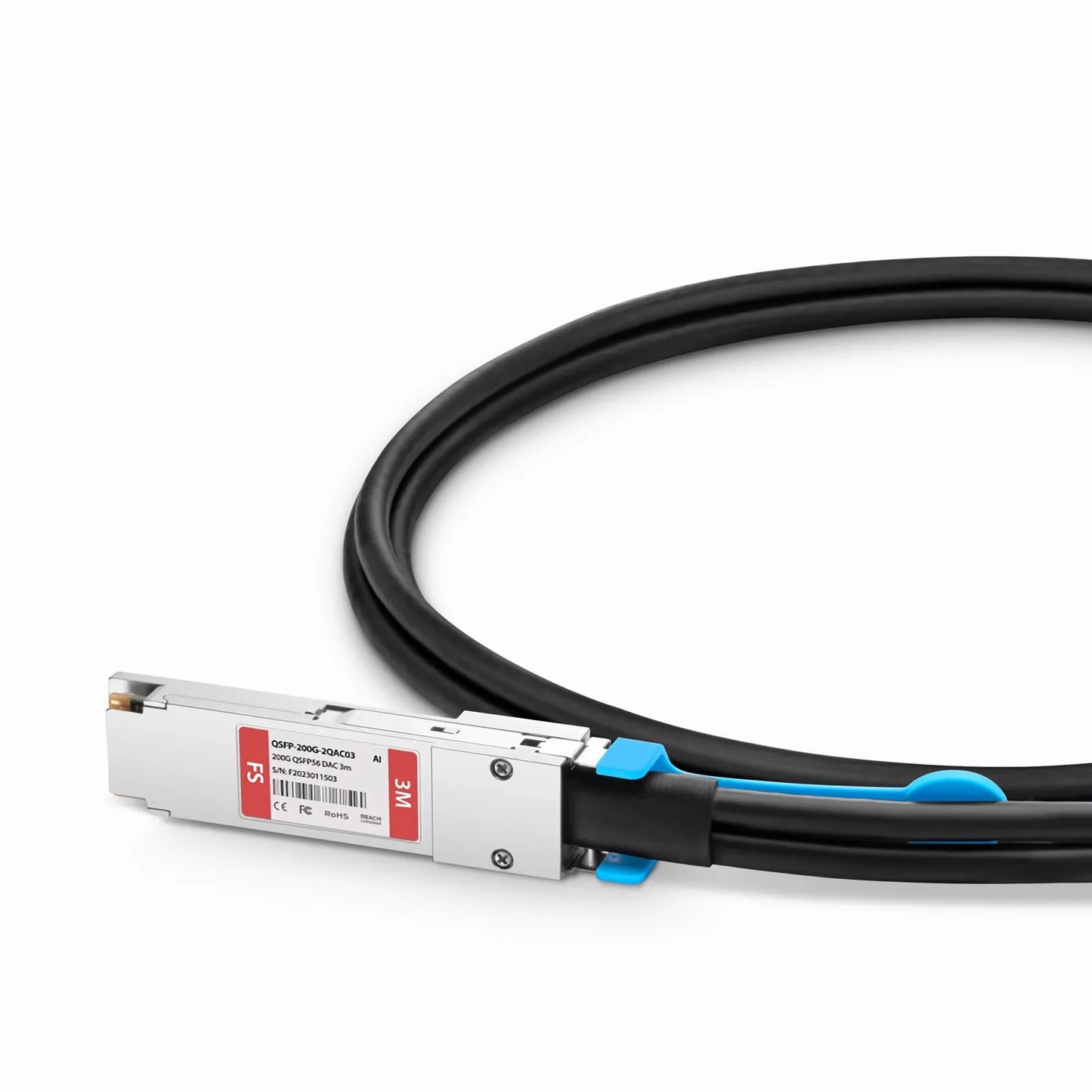 3m (10ft) Arista Networks Compatible 200G QSFP56 4 x 50G PAM4 to 2 x 100G QSFP56 2 x 50G PAM4 Active Direct Attach Copper Breakout Cable