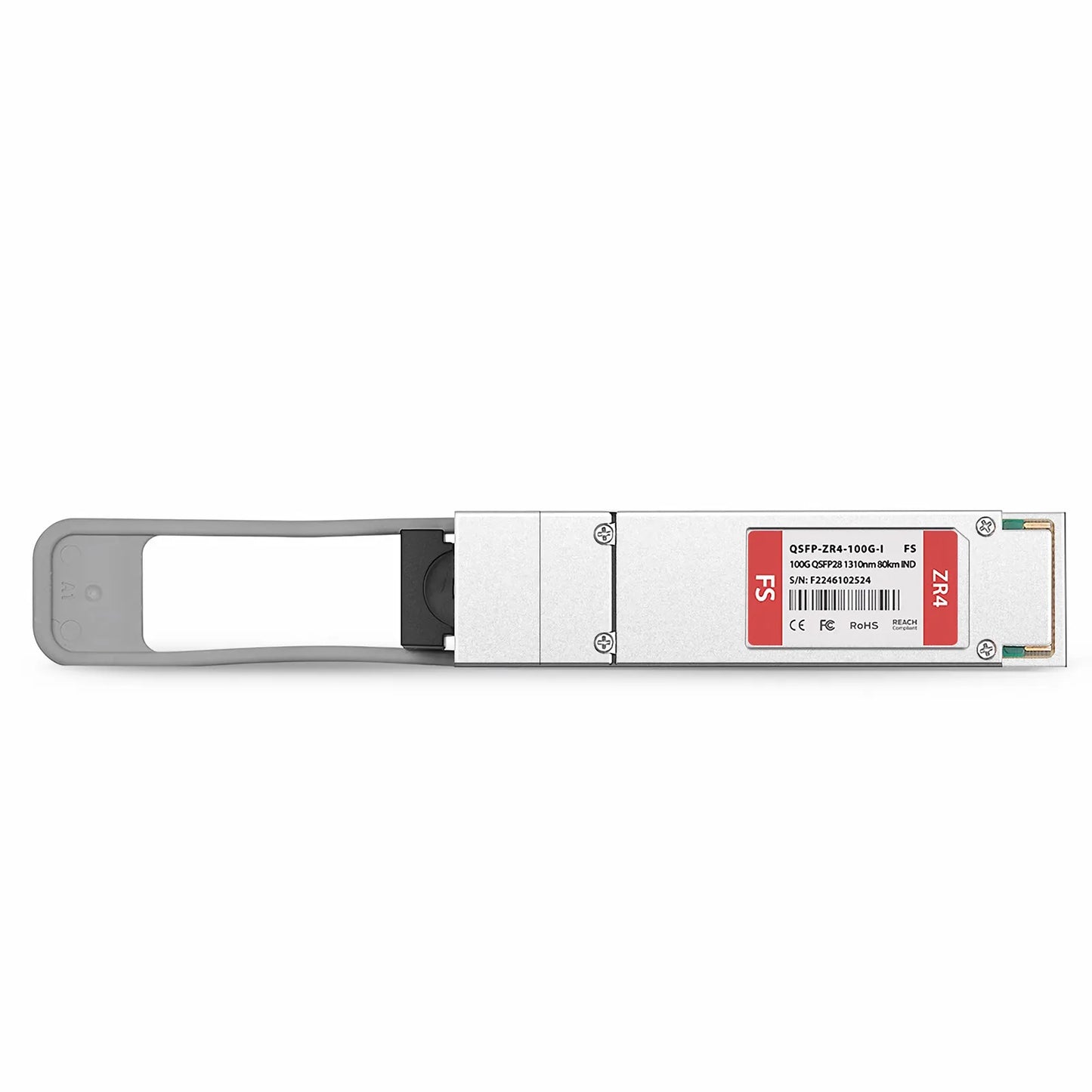 100GBASE-ZR4 QSFP28 4 x 25G NRZ 1310nm 80km DOM Duplex LC/UPC SMF Optical Transceiver Module for FS Switches (Industrial)
