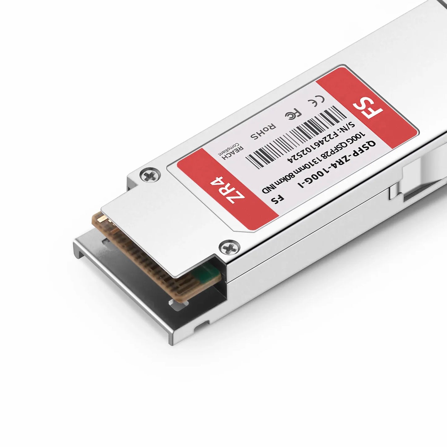 100GBASE-ZR4 QSFP28 4 x 25G NRZ 1310nm 80km DOM Duplex LC/UPC SMF Optical Transceiver Module for FS Switches (Industrial)