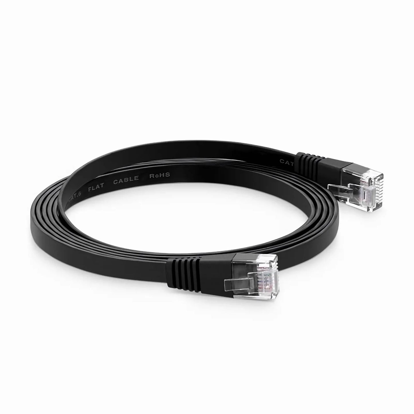 5ft (1.5m) Flat Cat6 32AWG Snagless Unshielded (U/UTP) PVC Ethernet Network Patch Cable, Black