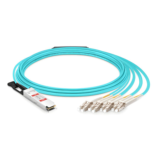 50m (164ft) Cisco Compatible 100G QSFP28 4 x 25G NRZ to 4 Duplex LC 25G NRZ Active Optical Breakout Cable