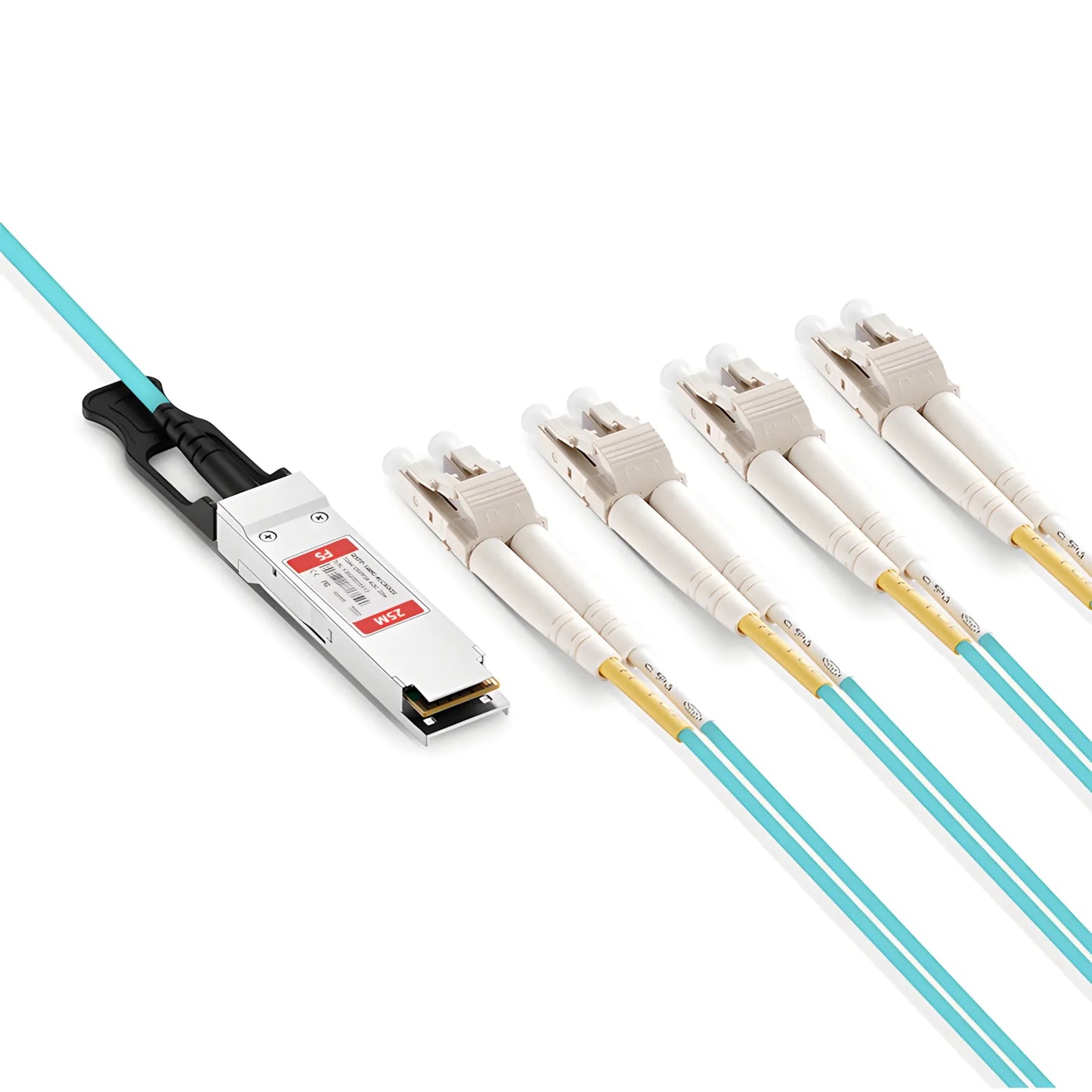 25m (82ft) Cisco Compatible 100G QSFP28 4 x 25G NRZ to 4 Duplex LC 25G NRZ Active Optical Breakout Cable