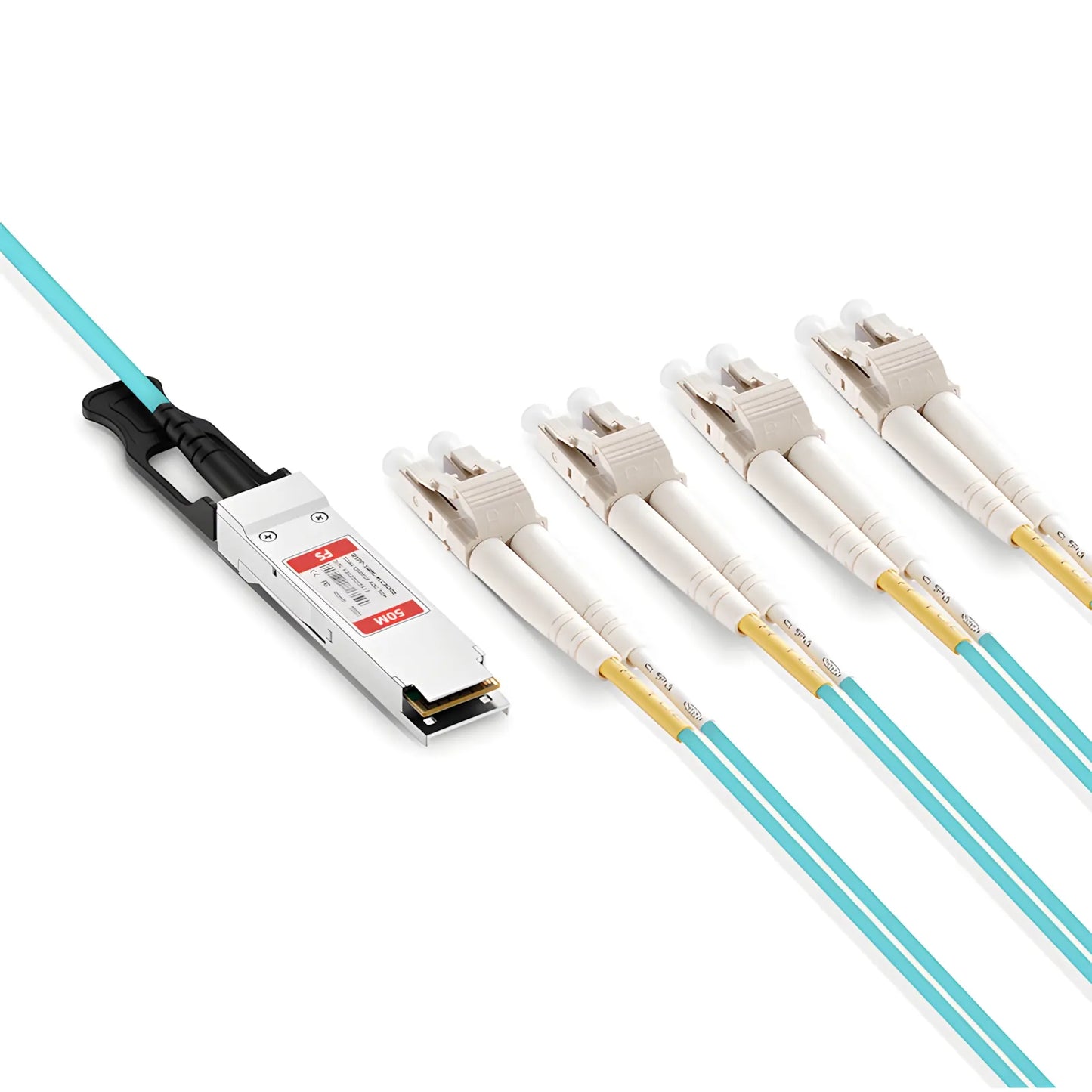 50m (164ft) Cisco Compatible 100G QSFP28 4 x 25G NRZ to 4 Duplex LC 25G NRZ Active Optical Breakout Cable