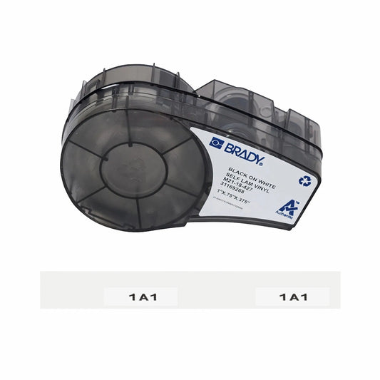 0.75in.H x 1in.W Self-laminating Labels with Ribbon for M210 and M211 Printers, 121 Labels/Cartridge, Black on White