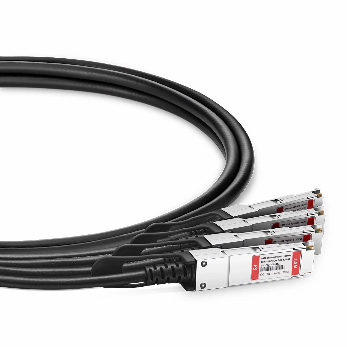 1.5m (5ft) NVIDIA/Mellanox MCP7Y40-N01A Compatible 800G OSFP 8 x 100G PAM4 Finned Top to 4 x 200G QSFP112 2 x 100G PAM4 InfiniBand NDR Passive Direct Attach Copper Breakout Cable for Quantum-2 Switches and ConnectX-7 HCA