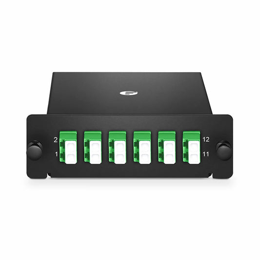 FHD™ LC Splice Cassette with Pigtails, 12 Fibers OS2 Single Mode, 6 x LC APC Duplex (Green), 0.3dB Max.