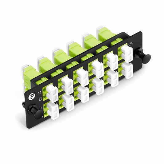 FHD™ Fiber Adapter Panel, 24 Fibers OM5 Multimode, 12x LC UPC Duplex (Lime Green) Adapter, Ceramic Sleeve