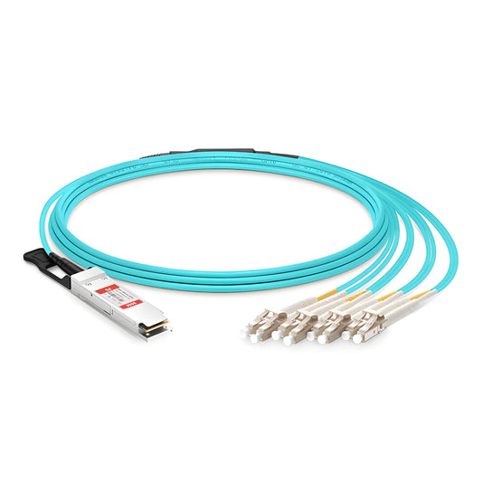 30m (98ft) Cisco Compatible 100G QSFP28 4 x 25G NRZ to 4 Duplex LC 25G NRZ Active Optical Breakout Cable