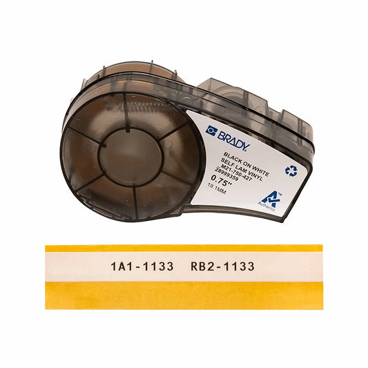 0.75in.W x 168in.L Self-laminating Labels with Ribbon for M210 and M211 Printers, Continuous Label/Cartridge, Black on White
