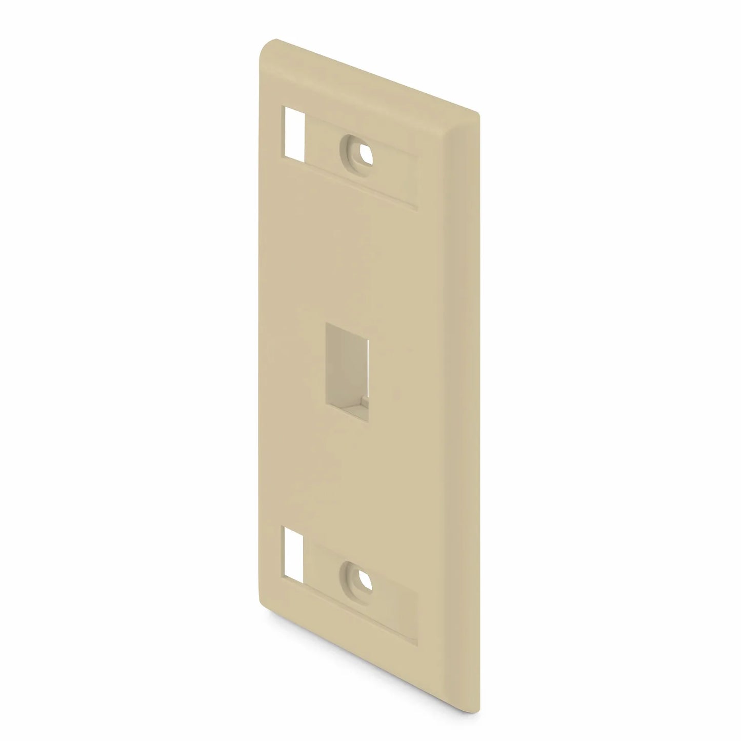 SyncEase Single Gang One Port Keystone Faceplate, Label Pockets, Ivory