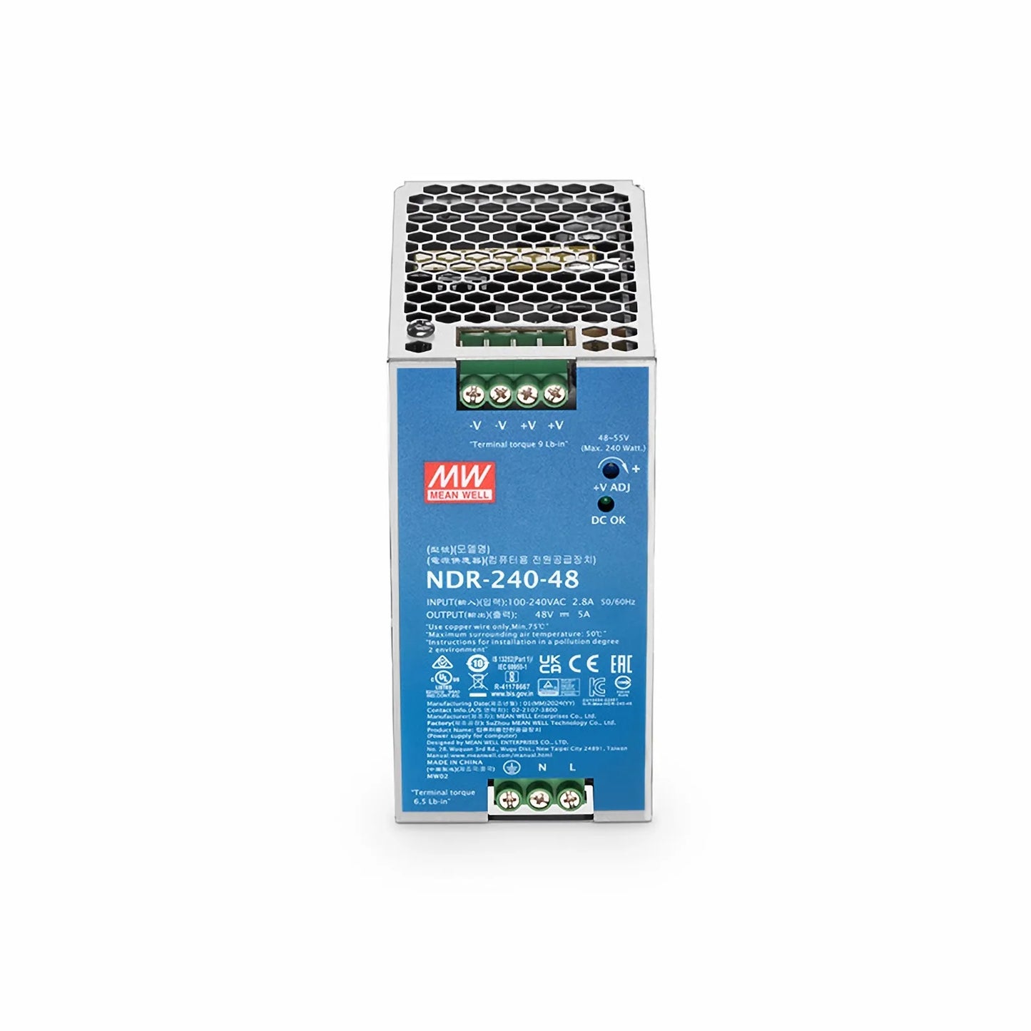 240W 48VDC Slim DIN Rail Economical Industrial Power Supply with PFC Function
