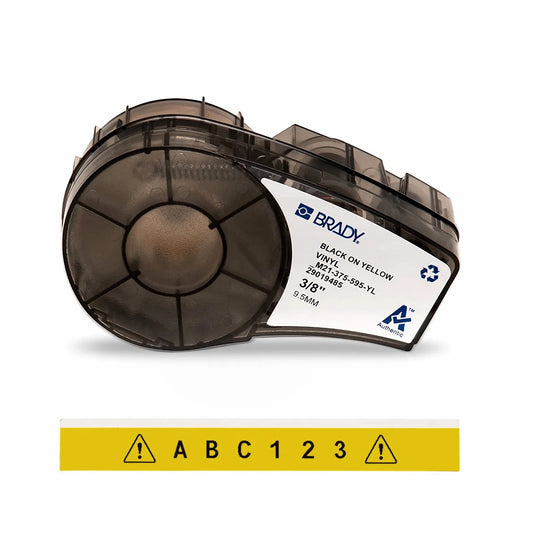 0.375in.W x 252in.L Panel/Surface Labels with Ribbon for M210 and M211 Printers, Continuous Label/Cartridge, Black on Yellow