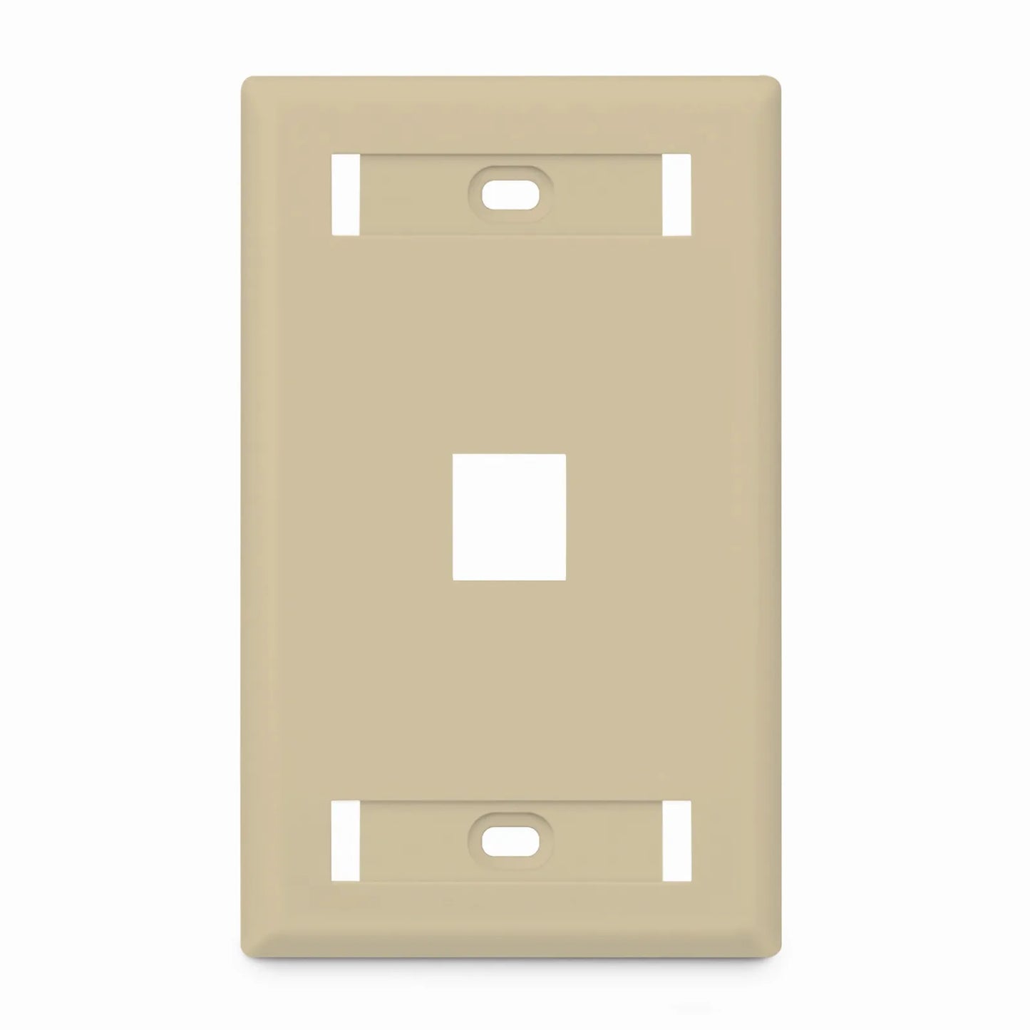 SyncEase Single Gang One Port Keystone Faceplate, Label Pockets, Ivory