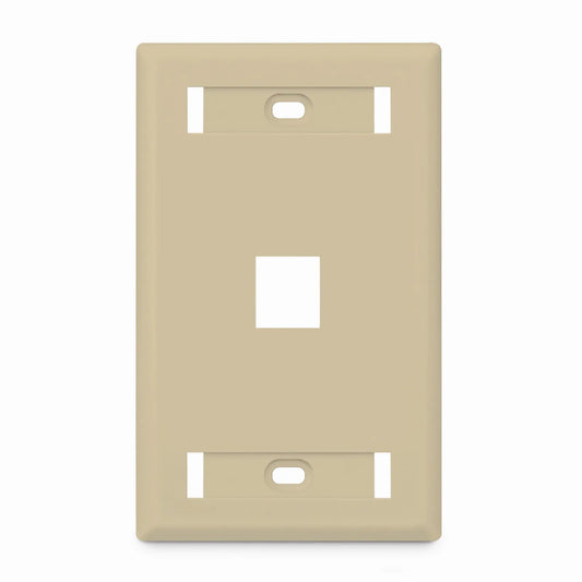 SyncEase Single Gang One Port Keystone Faceplate, Label Pockets, Ivory