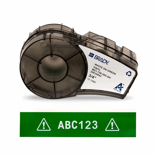 0.75in.W x 252in.L Panel/Surface Labels with Ribbon for M210 and M211 Printers, Continuous Label/Cartridge, White on Green