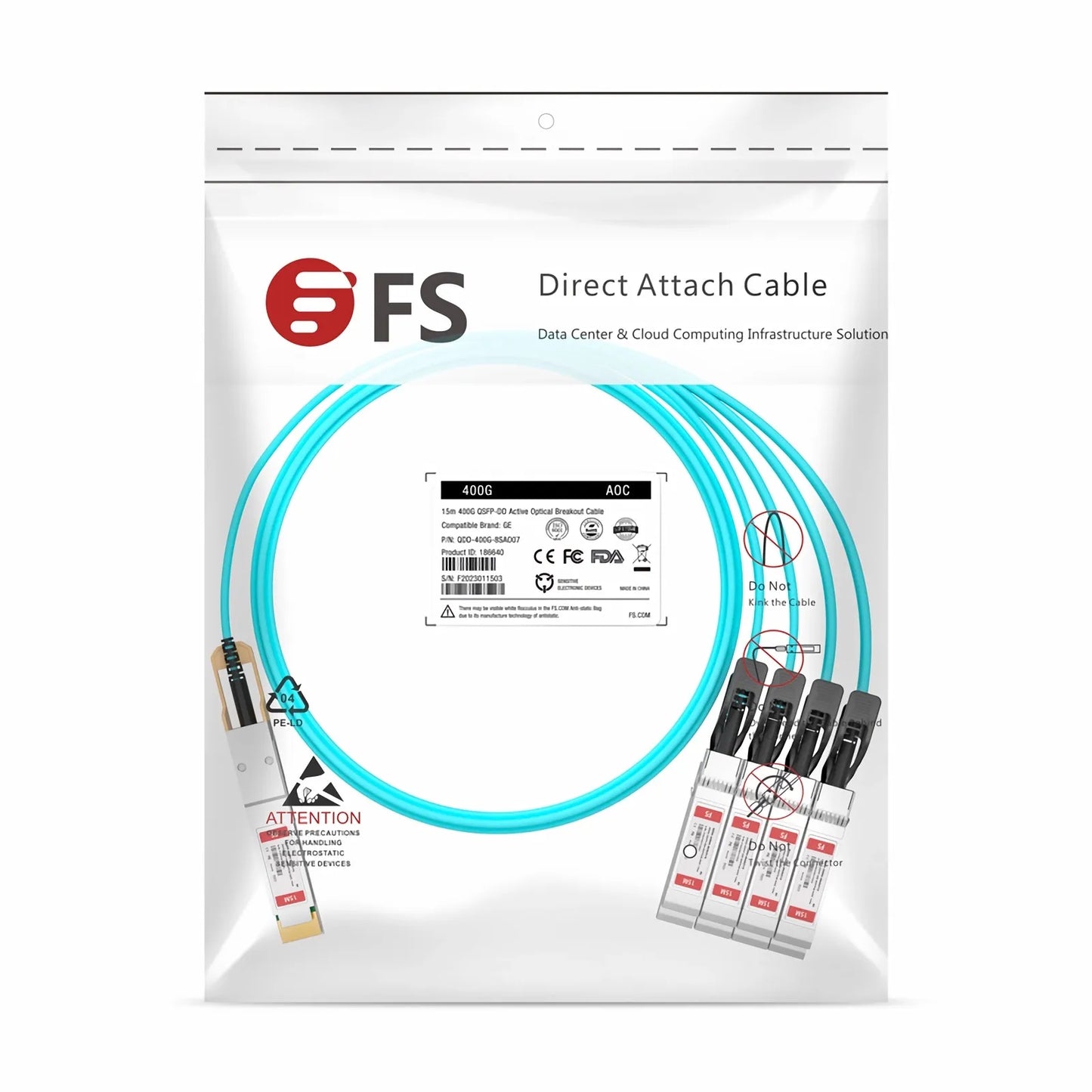 25m (82ft) Generic Compatible 400G QSFP-DD 8 x 50G PAM4 to 8 x 50G SFP56 25G NRZ Active Optical Breakout Cable