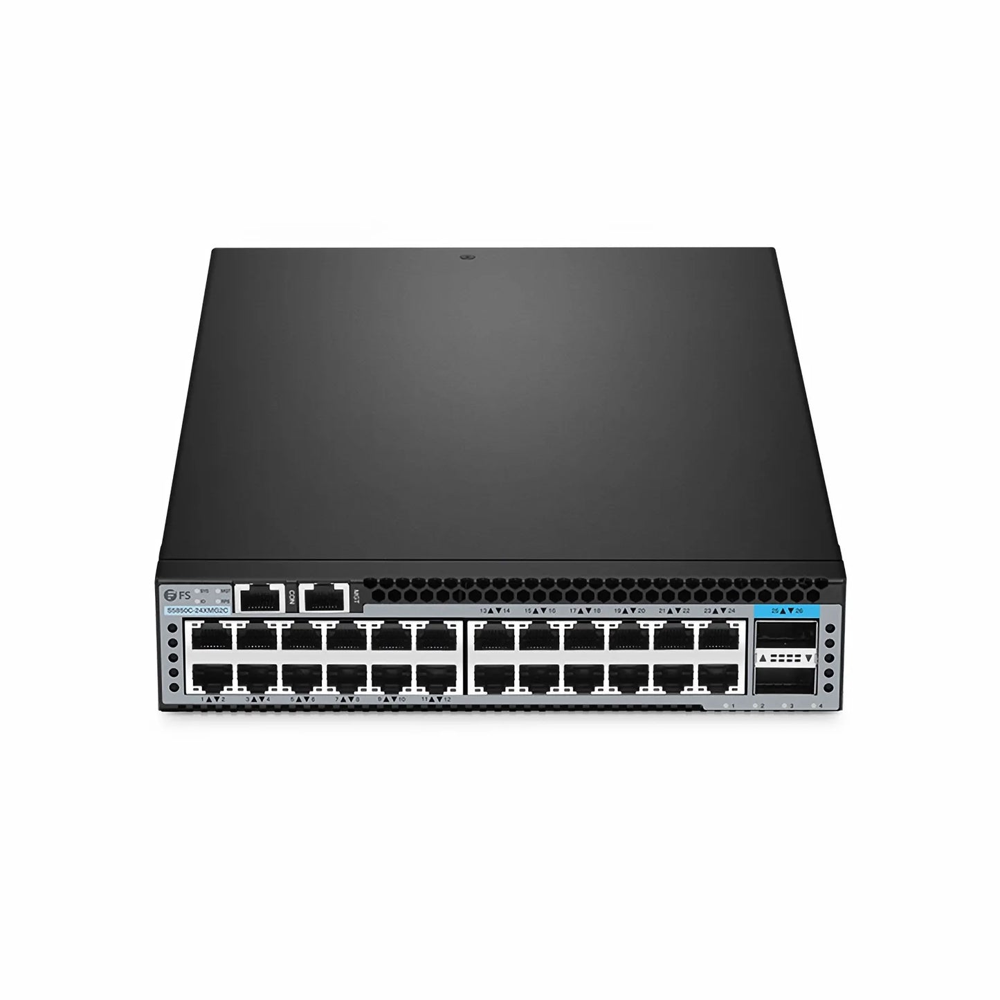 S5850C-24XMG2C, 24-Port Ethernet L3 Half-width Switch, 24 x 10GBase-T/Multi-Gigabit, with 2 x 100Gb QSFP28 Uplinks, AV over IP, Support MLAG