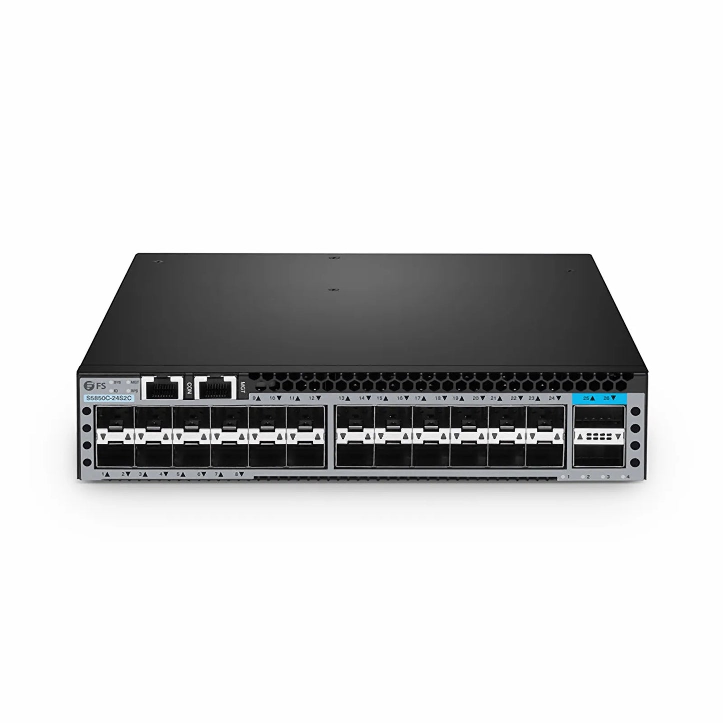 S5850C-24S2C, 24-Port Ethernet L3 Half-width Switch, 24 x 10Gb SFP+, with 2 x 100Gb QSFP28 Uplinks, AV over IP, Support MLAG