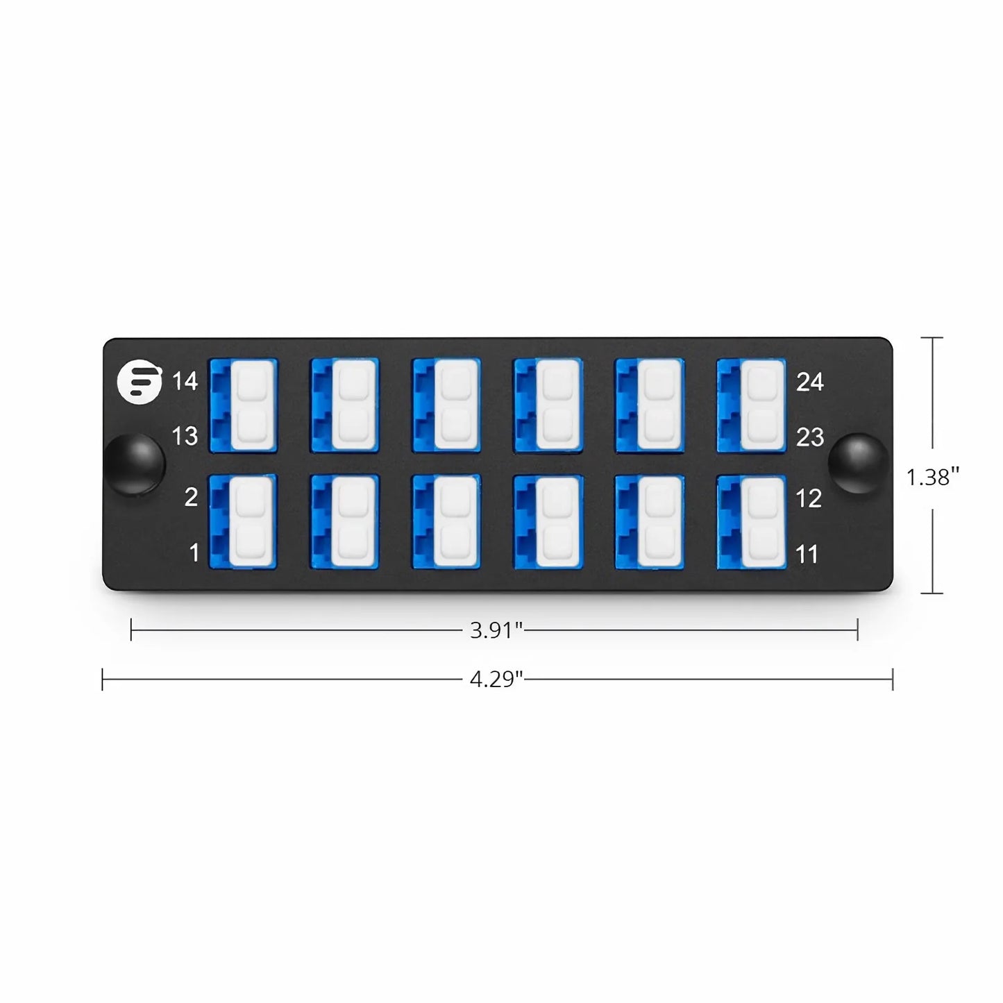 FHD™ Fiber Adapter Panel, 24 Fibers OS2 Single Mode, 12 x LC UPC Duplex (Blue) Adapter, Ceramic Sleeve