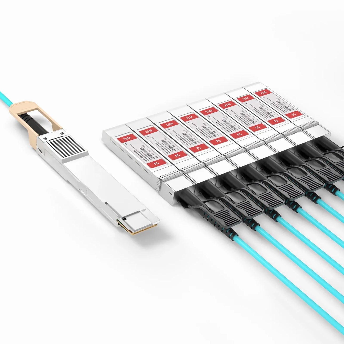 25m (82ft) Generic Compatible 400G QSFP-DD 8 x 50G PAM4 to 8 x 50G SFP56 25G NRZ Active Optical Breakout Cable