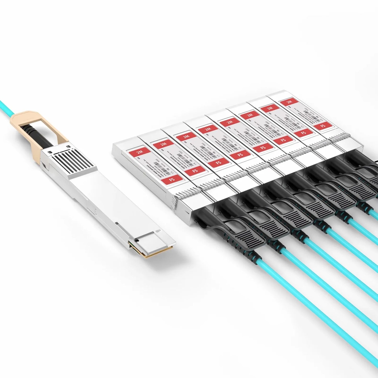 2m (7ft) Generic Compatible 400G QSFP-DD 8 x 50G PAM4 to 8 x 50G SFP56 25G NRZ Active Optical Breakout Cable