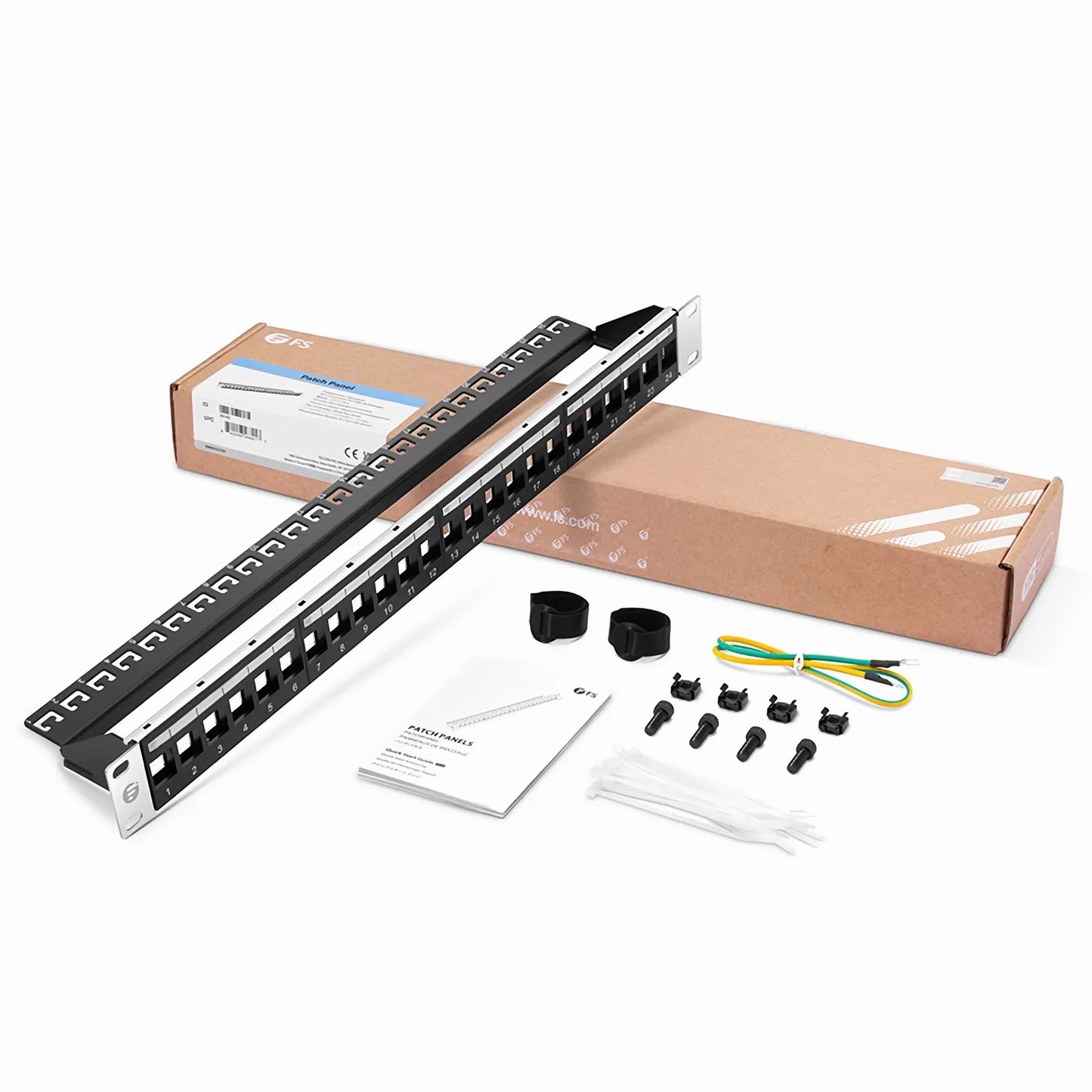 Blank Shielded/UnShielded Patch Panel for Keystone Modules, 24-Port, 1RU, Cable Management Bar Included, Black