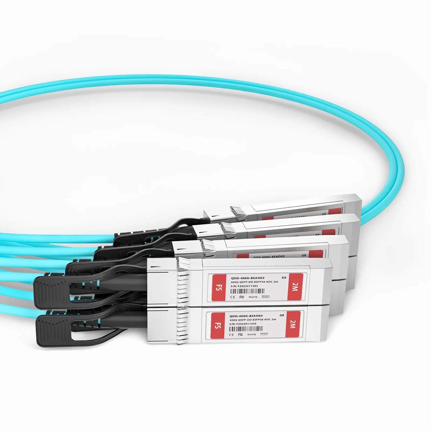 2m (7ft) Generic Compatible 400G QSFP-DD 8 x 50G PAM4 to 8 x 50G SFP56 25G NRZ Active Optical Breakout Cable