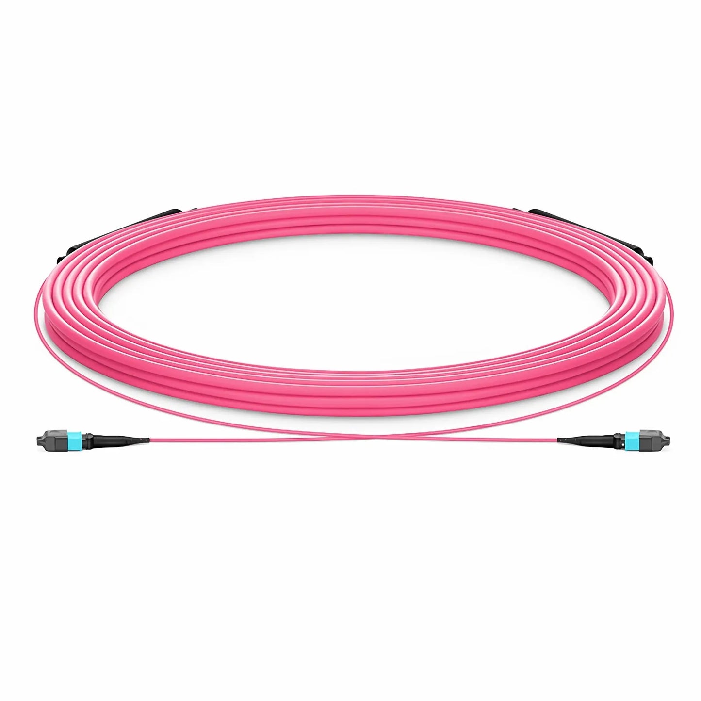 30m (98ft) MTP® Trunk Cable, MTP®-12 UPC (Male) to MTP®-12 UPC (Male), 12 Fibers, Multimode (OM4), Plenum (OFNP), 0.20dB Max, Type A, Double Jacket, Magenta
