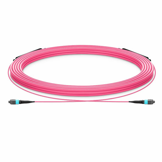 30m (98ft) MTP® Trunk Cable, MTP®-12 UPC (Male) to MTP®-12 UPC (Male), 12 Fibers, Multimode (OM4), Plenum (OFNP), 0.20dB Max, Type A, Double Jacket, Magenta