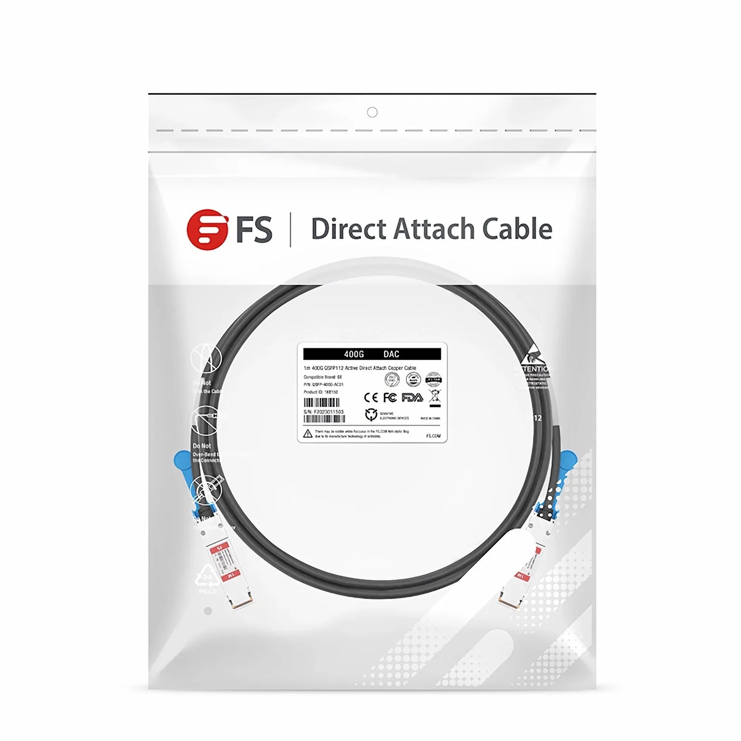 1m (3ft) Generic Compatible 400G QSFP112 4 x 100G PAM4 Active Direct Attach Copper Twinax Cable